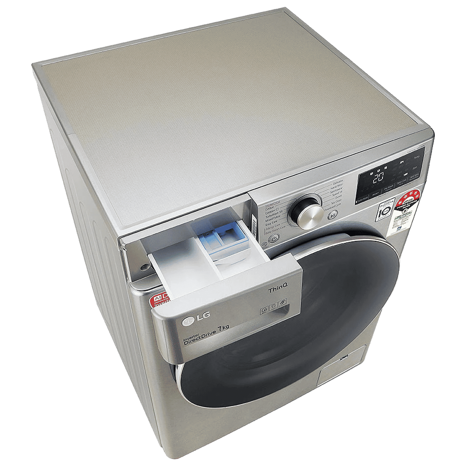 LG 7 kg 5 Star Inverter Fully Automatic Front Load Washing Machine (FHV1207ZWP, AI Direct Drive Technology, Platinum Silver)_8