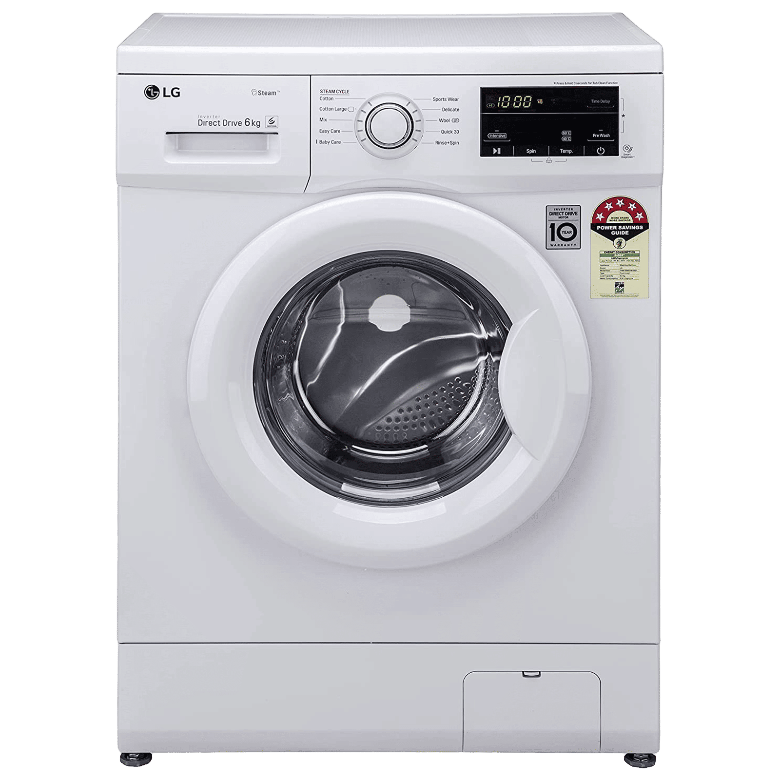 LG 6 kg 5 Star Inverter Fully Automatic Front Load Washing Machine (FHM1006SDW, 6 Motion Direct Drive, White) LG 6 kg 5 Star Inverter Fully Automatic Front Load Washing Machine (FHM1006SDW, 6 Motion Direct Drive, White)_1