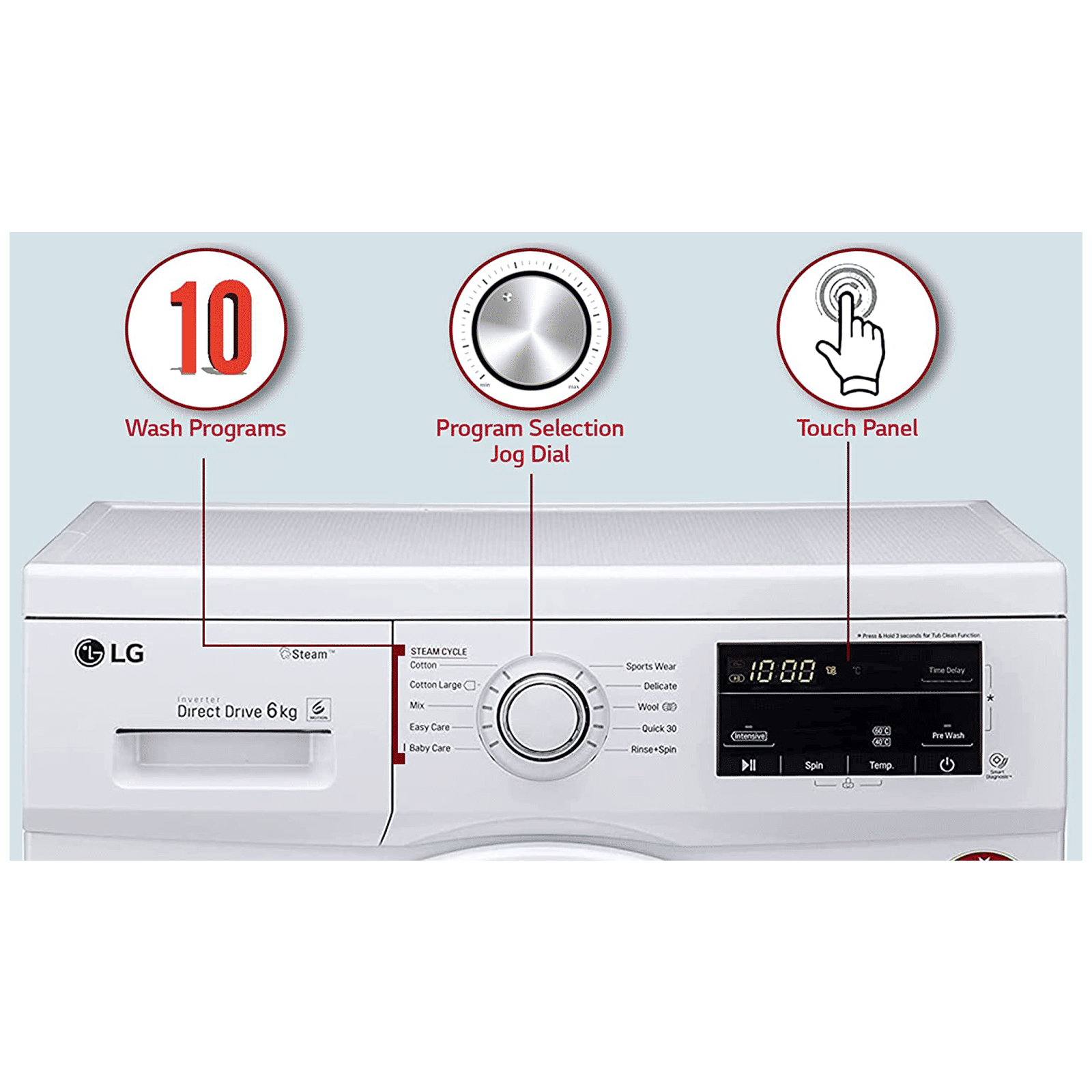 LG 6 kg 5 Star Inverter Fully Automatic Front Load Washing Machine (FHM1006SDW, 6 Motion Direct Drive, White) LG 6 kg 5 Star Inverter Fully Automatic Front Load Washing Machine (FHM1006SDW, 6 Motion Direct Drive, White)_10
