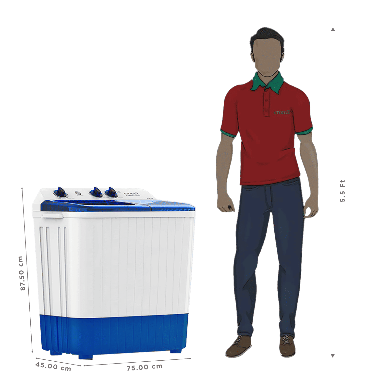 Croma 6.5 kg 5 Star Semi Automatic Washing Machine with Spiral Pulsator ( Blue) Croma 6.5 kg 5 Star Semi Automatic Washing Machine with Spiral Pulsator ( Blue)_3