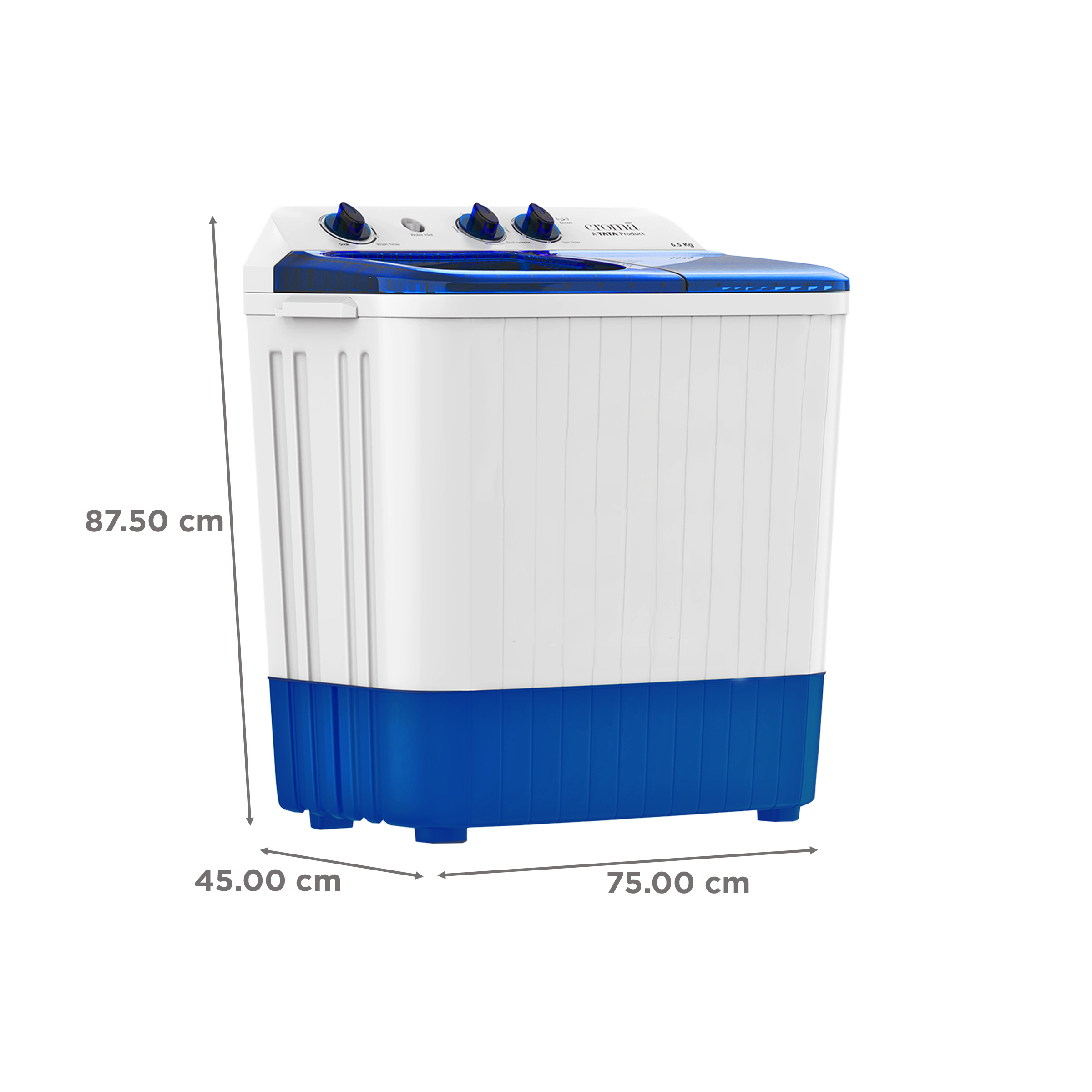 Croma 6.5 kg 5 Star Semi Automatic Washing Machine with Spiral Pulsator ( Blue)_3