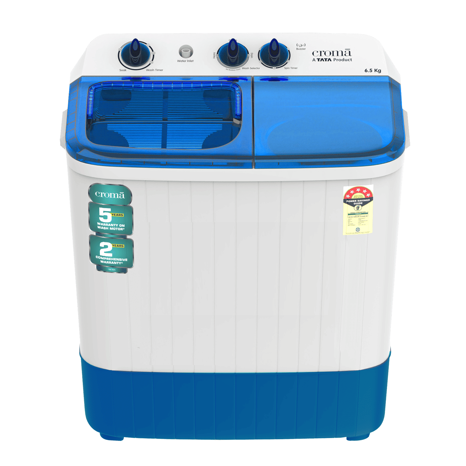 Croma 6.5 kg 5 Star Semi Automatic Washing Machine with Spiral Pulsator ( Blue)_9