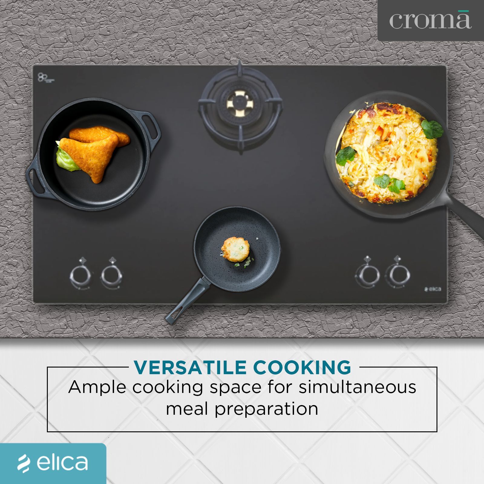 Elica FLEXI DFS FB 4B 91 TX 4 Burner Automatic Electric Hob (Round Metallic Knob, Black)_9