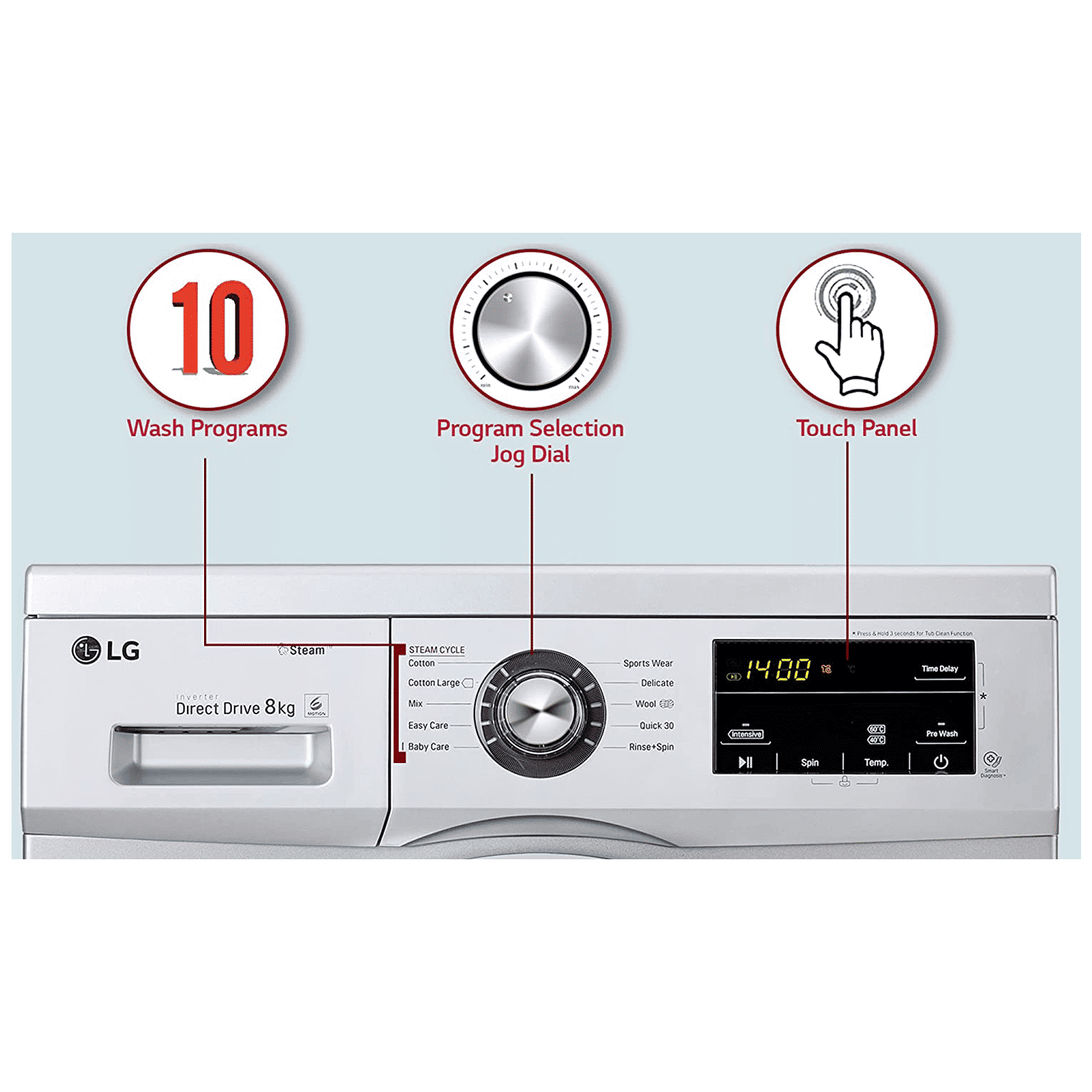 LG 8 kg 5 Star Inverter Fully Automatic Front Load Washing Machine (FHM1408BDL, In-built Heater, Luxury Silver)_10