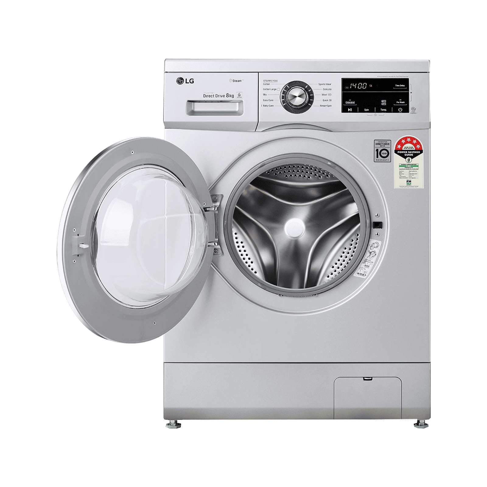 LG 8 kg 5 Star Inverter Fully Automatic Front Load Washing Machine (FHM1408BDL, In-built Heater, Luxury Silver)_6