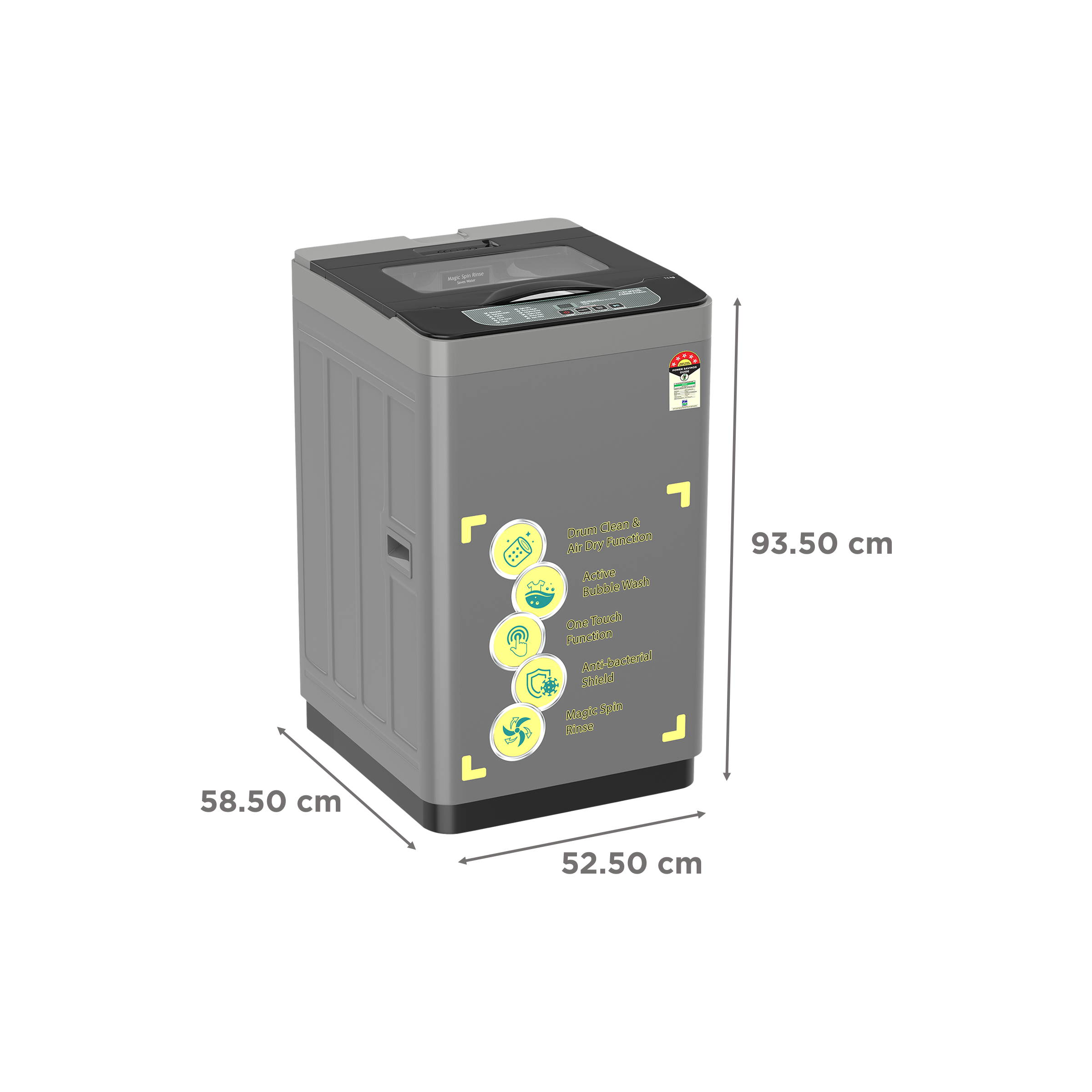 Croma 7.5 Kg 5 Star Fully Automatic Top Load Washing Machine ( Anti-Bacterial Shield, Dark Grey)_3