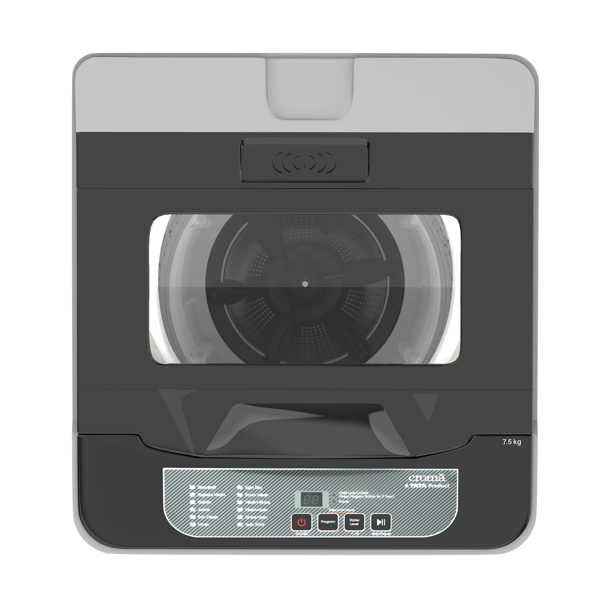 Croma 7.5 Kg 5 Star Fully Automatic Top Load Washing Machine ( Anti-Bacterial Shield, Dark Grey)_4