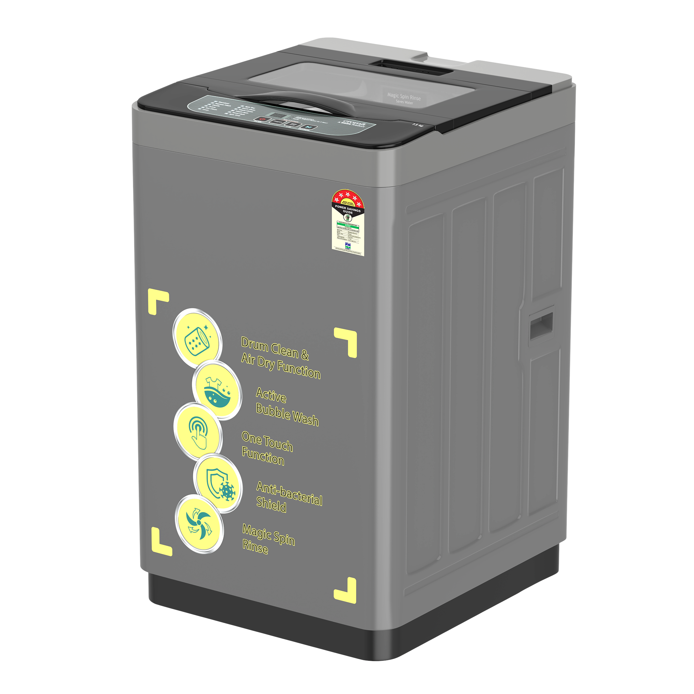 Croma 7.5 Kg 5 Star Fully Automatic Top Load Washing Machine ( Anti-Bacterial Shield, Dark Grey)_6