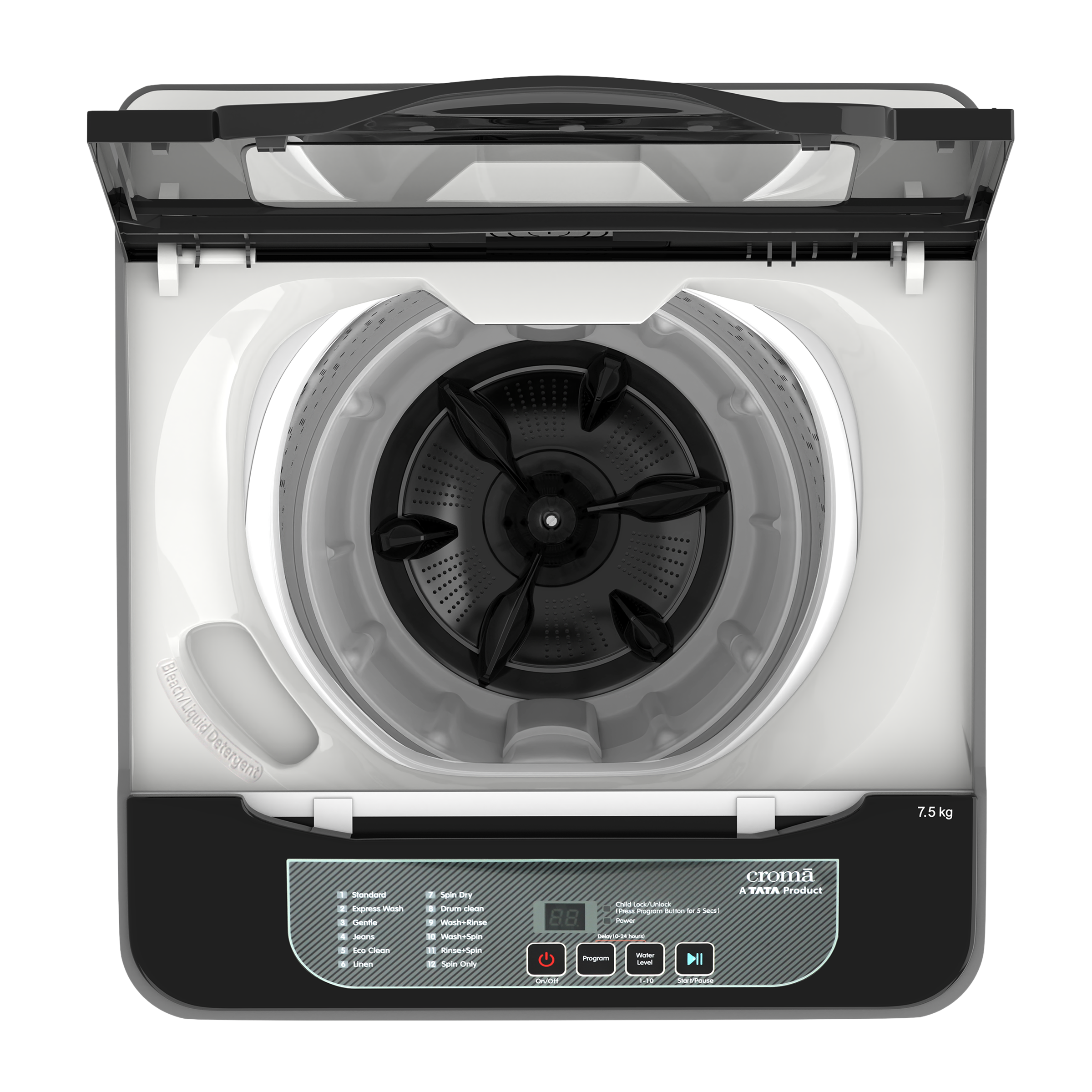 Croma 7.5 Kg 5 Star Fully Automatic Top Load Washing Machine ( Anti-Bacterial Shield, Dark Grey)_9