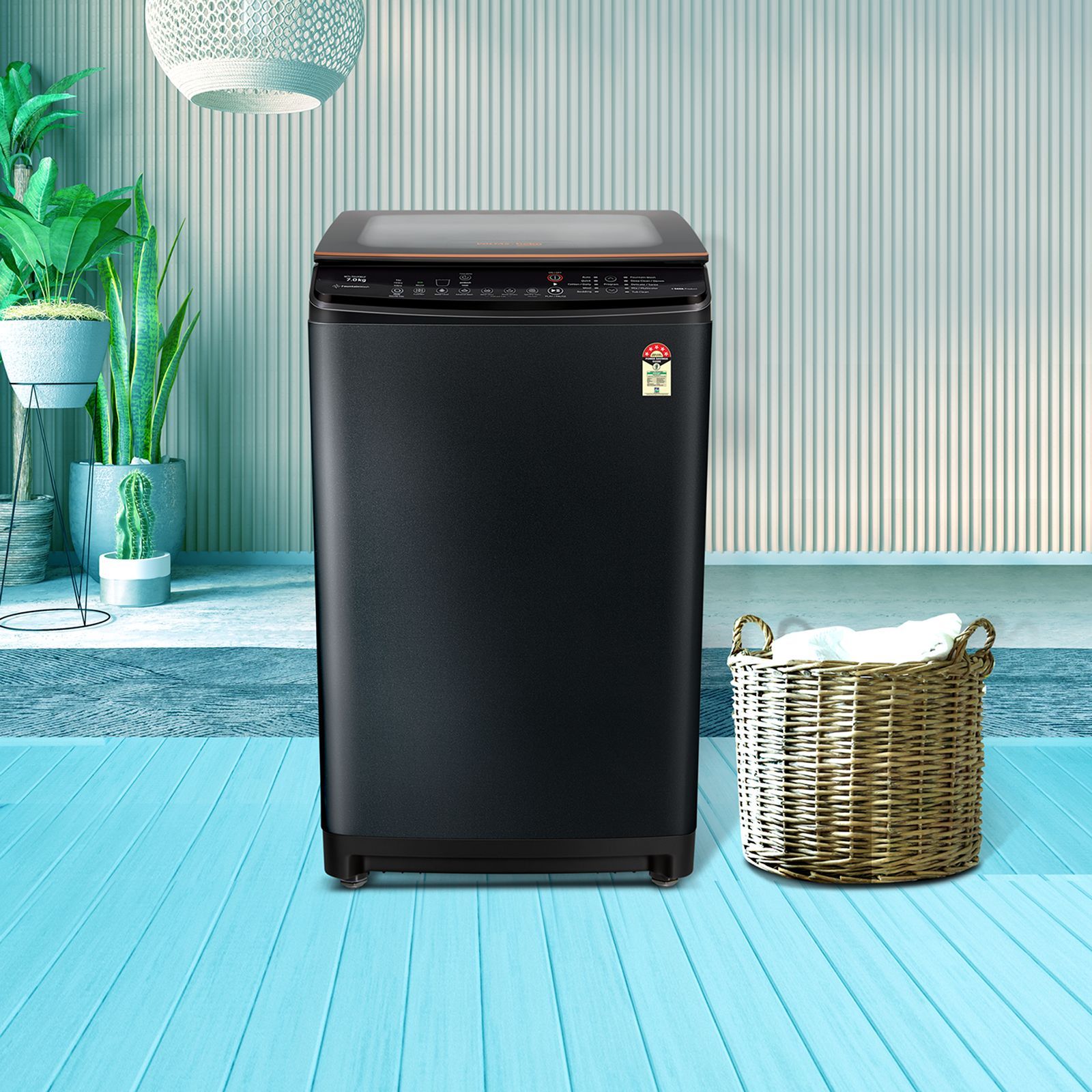 Voltas Beko 7 kg 5 Star Inverter Fully Automatic Top Load Washing Machine (WTL70VPBGF, Jet Wash, Black)_8