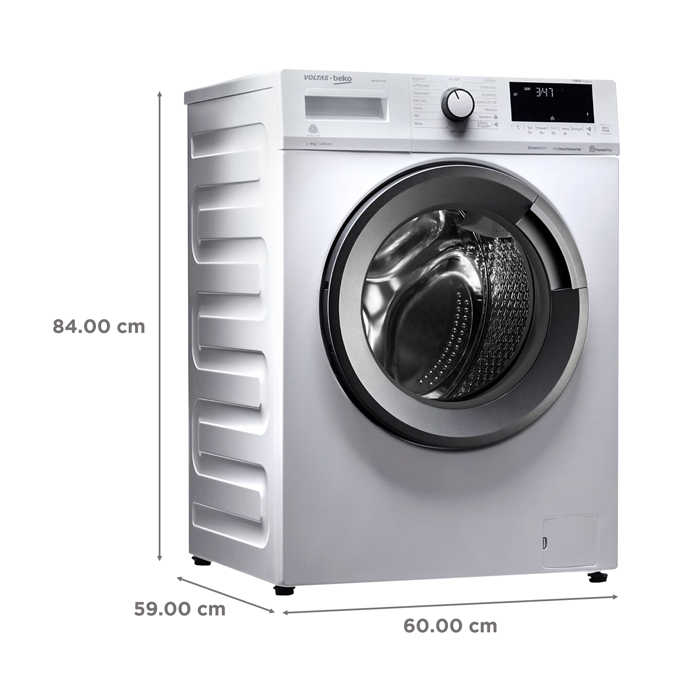 Voltas Beko 8 kg 5 Star Inverter Fully Automatic Front Load Washing Machine (WFL8012VTWA, Steam Wash, White) Voltas Beko 8 kg 5 Star Inverter Fully Automatic Front Load Washing Machine (WFL8012VTWA, Steam Wash, White)_3