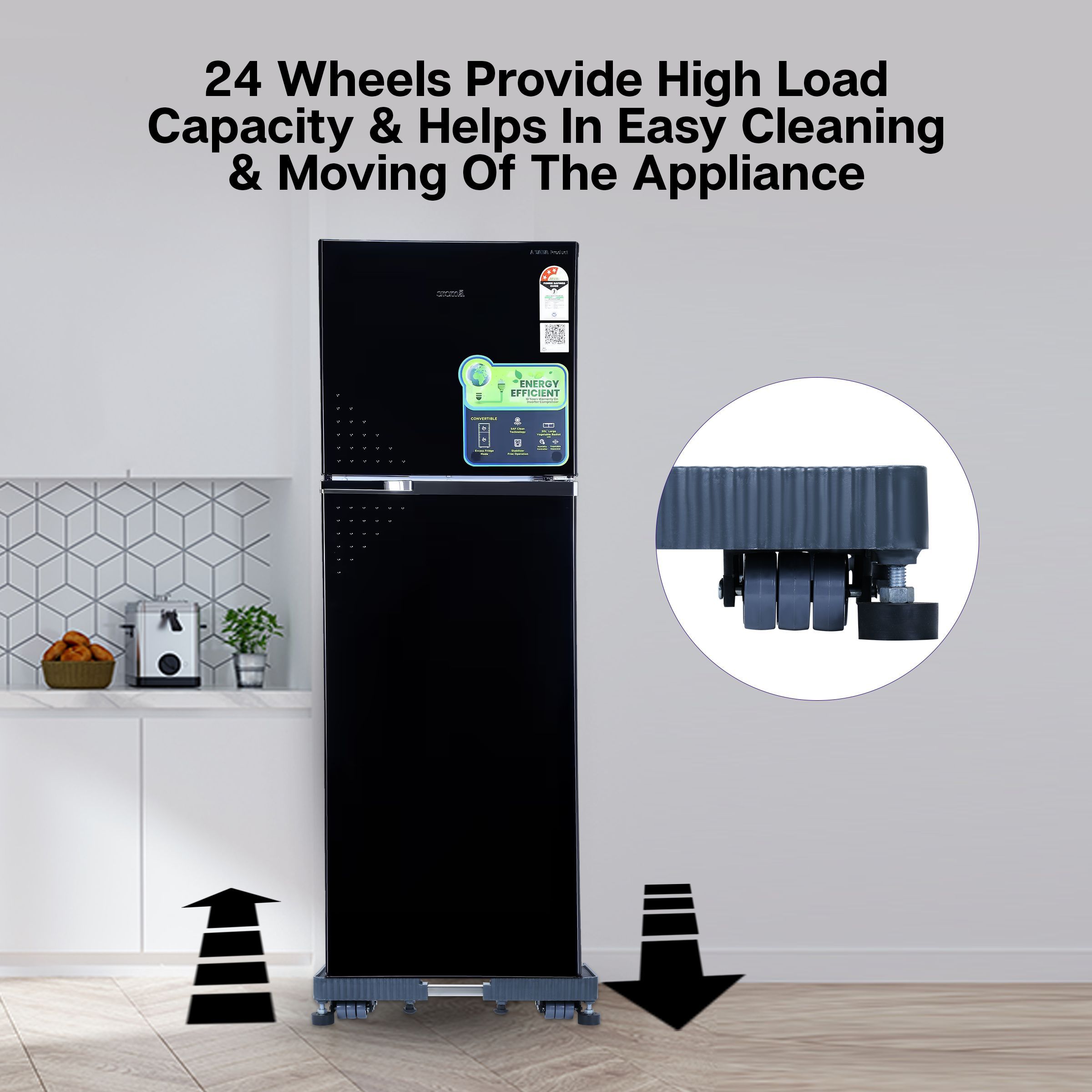 Croma 24 Wheel Trolley Stand for Washing Machine and Refrigerator ( Black)_15