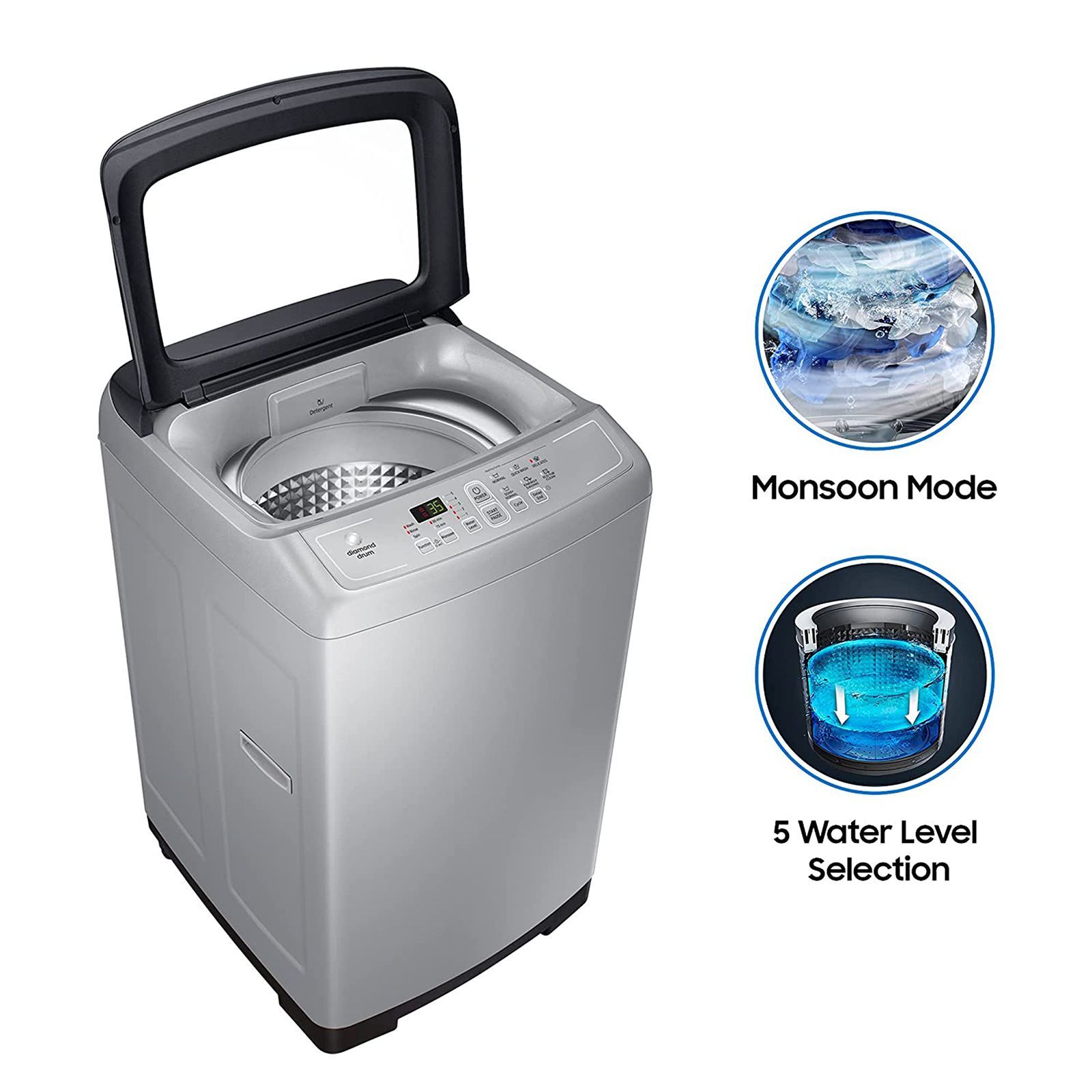 SAMSUNG 6.5 kg Inverter Fully Automatic Top Load Washing Machine (WA65A4002VS/TL, Diamond Drum, Imperial Silver)_12