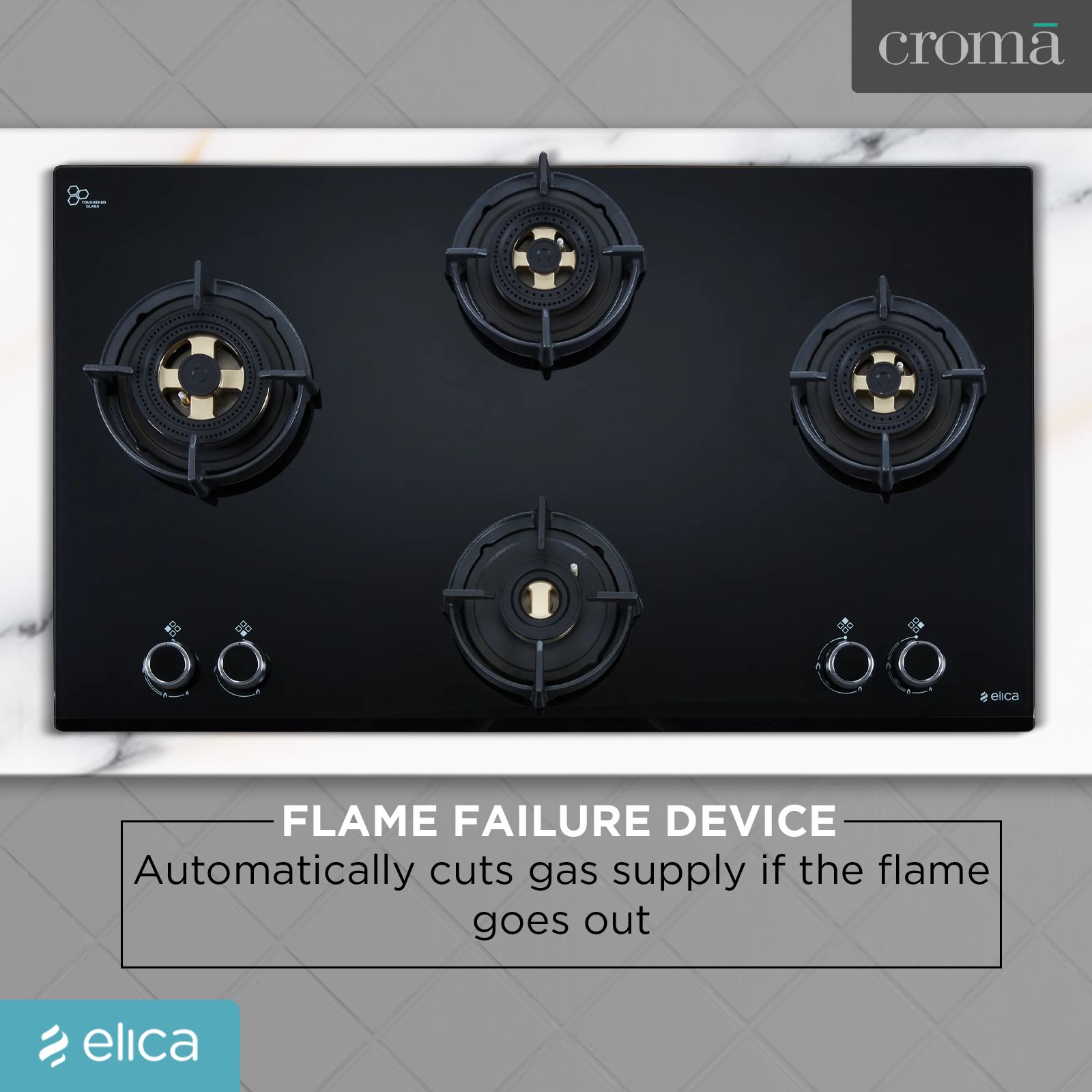 Elica DFS FB MFC 4B 91 FFD 4 Burner Automatic Hob (Multi Flame Control, Black)_8