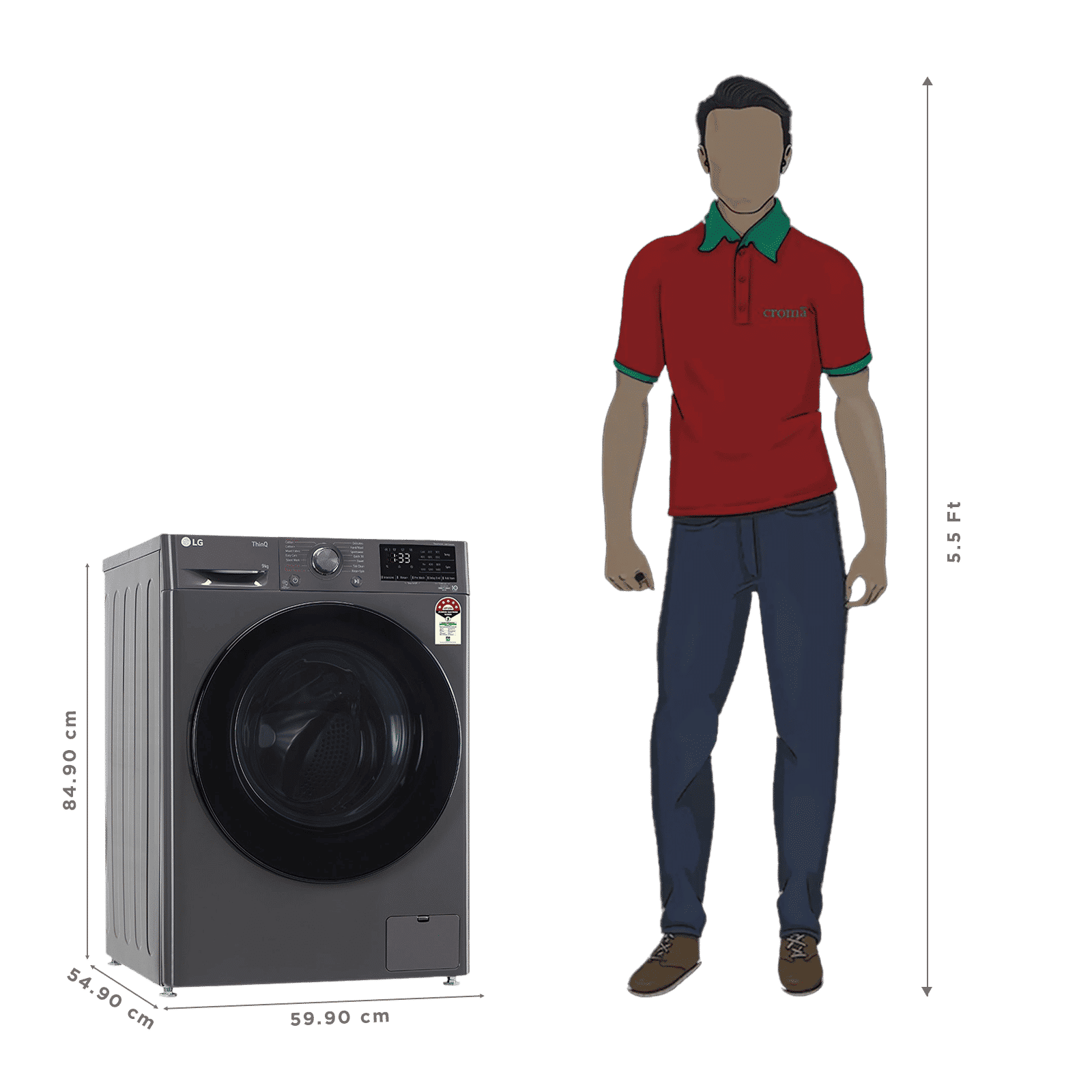 LG 9kg 5 Star Fully Automatic Front Load Washing Machine (FHV1409Z4M.ABMQEIL, LG ThinQ with Wi-Fi, Middle Black)_3