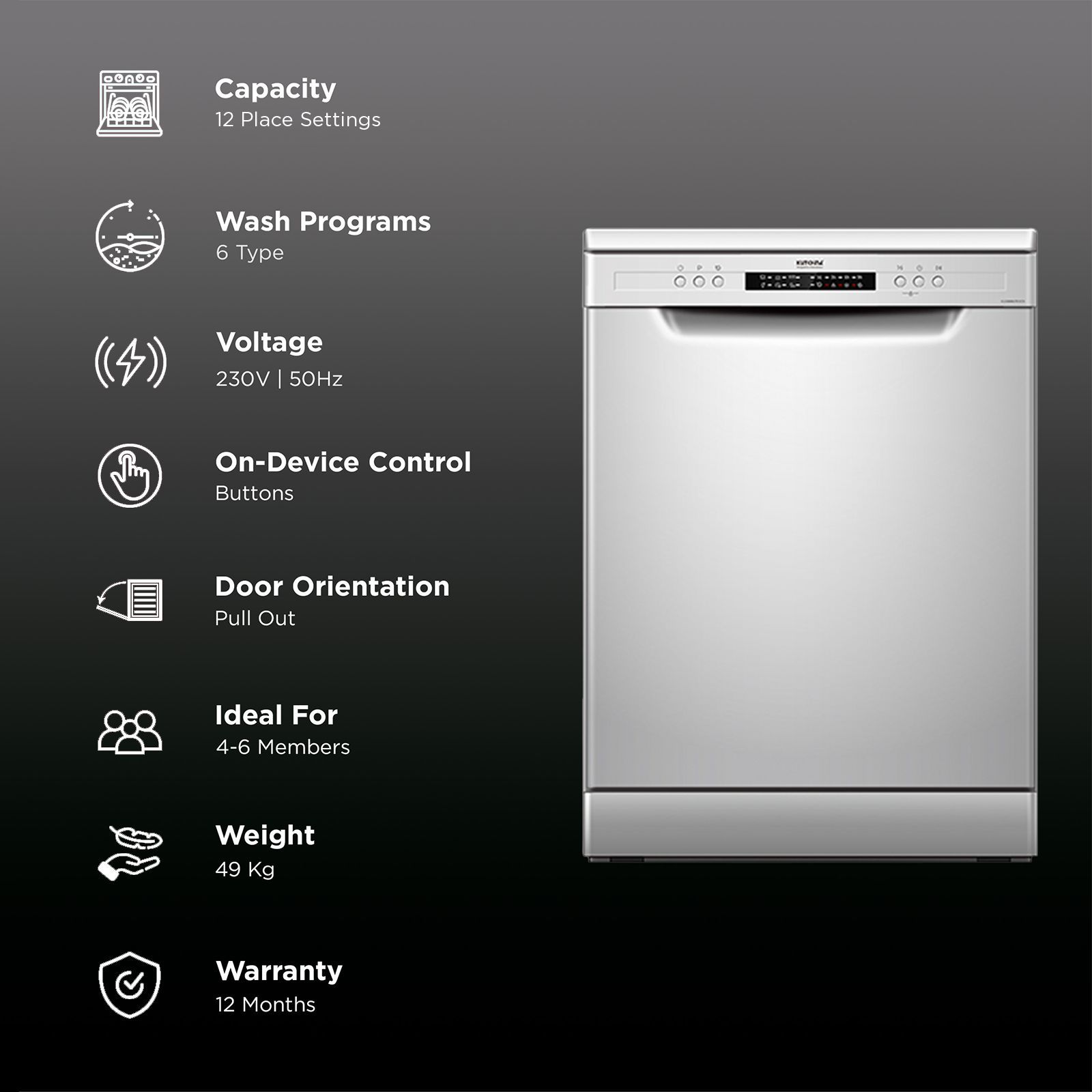 Kutchina KLEANMATE ECO 12 Place Settings Free Standing Dishwasher with Height Adjustable Tray (Light Grey) Kutchina KLEANMATE ECO 12 Place Settings Free Standing Dishwasher with Height Adjustable Tray (Light Grey)_2