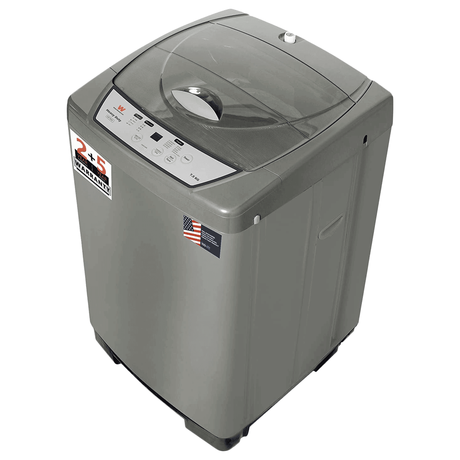 White Westinghouse 7.5 kg Fully Automatic Top Load Washing Machine (HDT7500, Anti Vibration Technology, Grey)_5