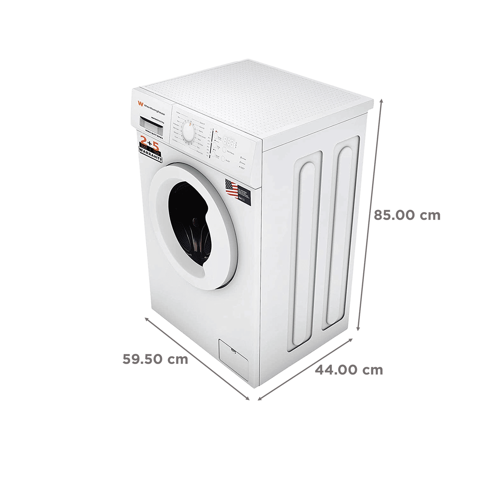 White Westinghouse 8.5 kg Fully Automatic Front Load Washing Machine (HDF8500, In-Built Heater, Black & White)_3