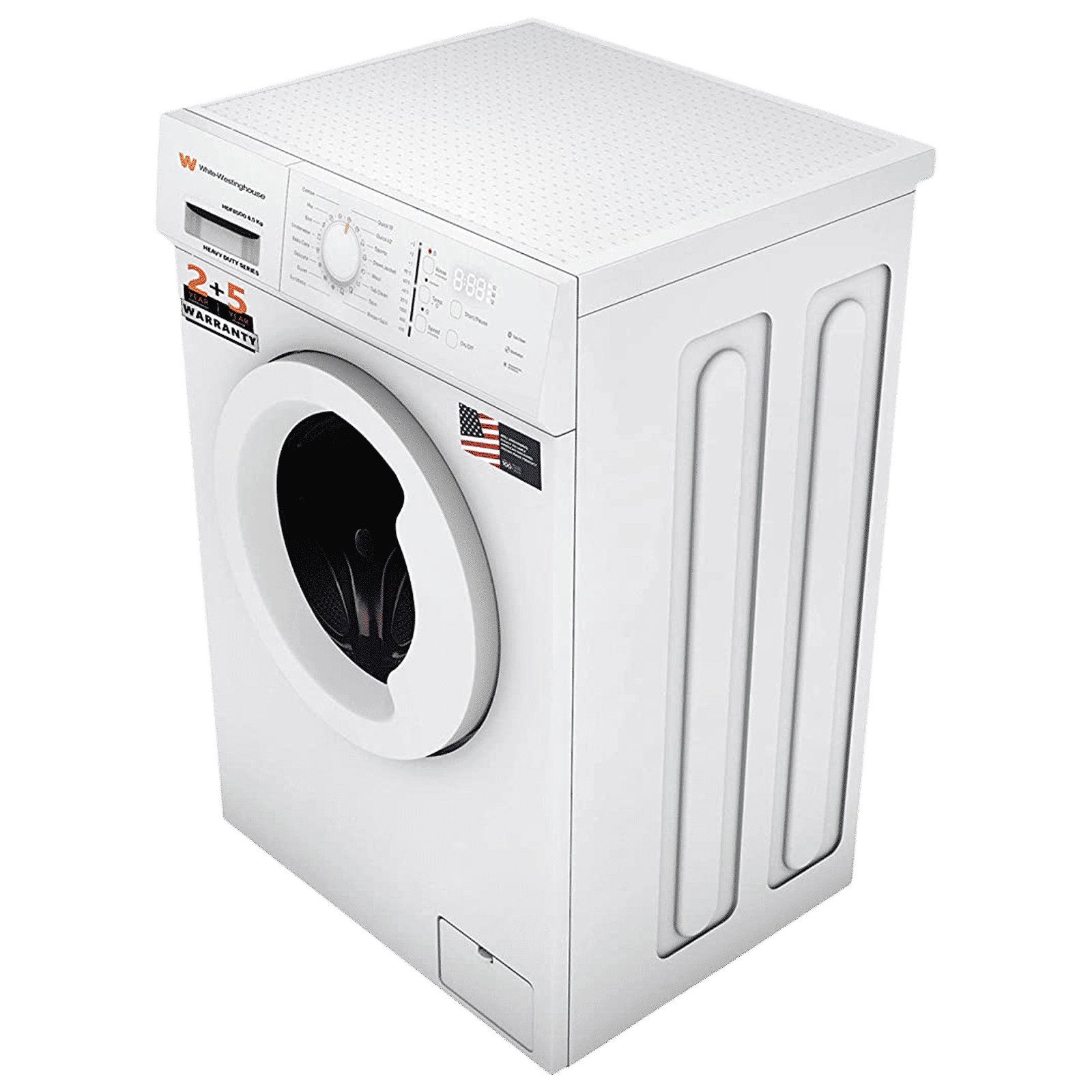 White Westinghouse 8.5 kg Fully Automatic Front Load Washing Machine (HDF8500, In-Built Heater, Black & White)_5