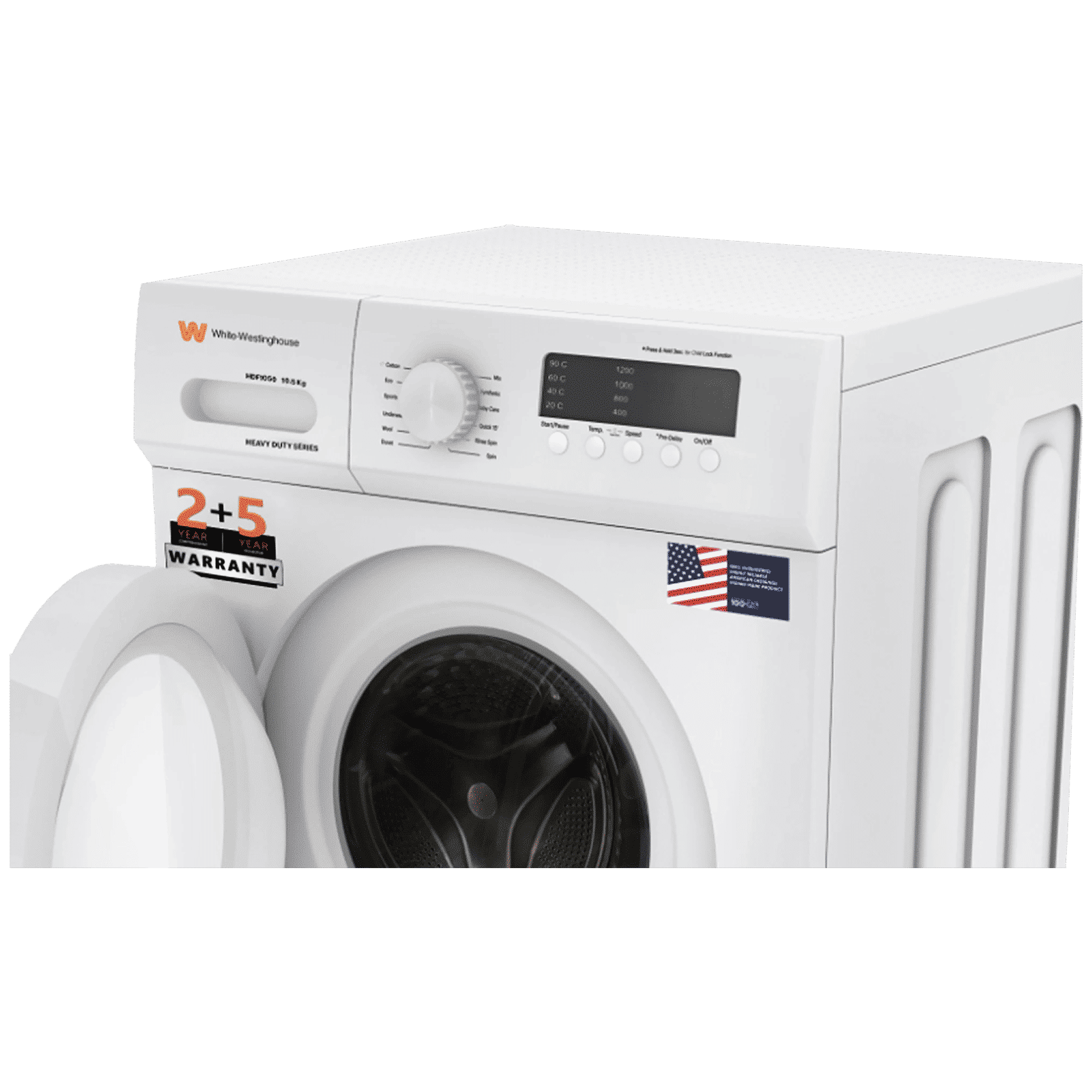 White Westinghouse 10.5 kg Fully Automatic Front Load Washing Machine (HDF1050, In-built Heater, White) White Westinghouse 10.5 kg Fully Automatic Front Load Washing Machine (HDF1050, In-built Heater, White)_6
