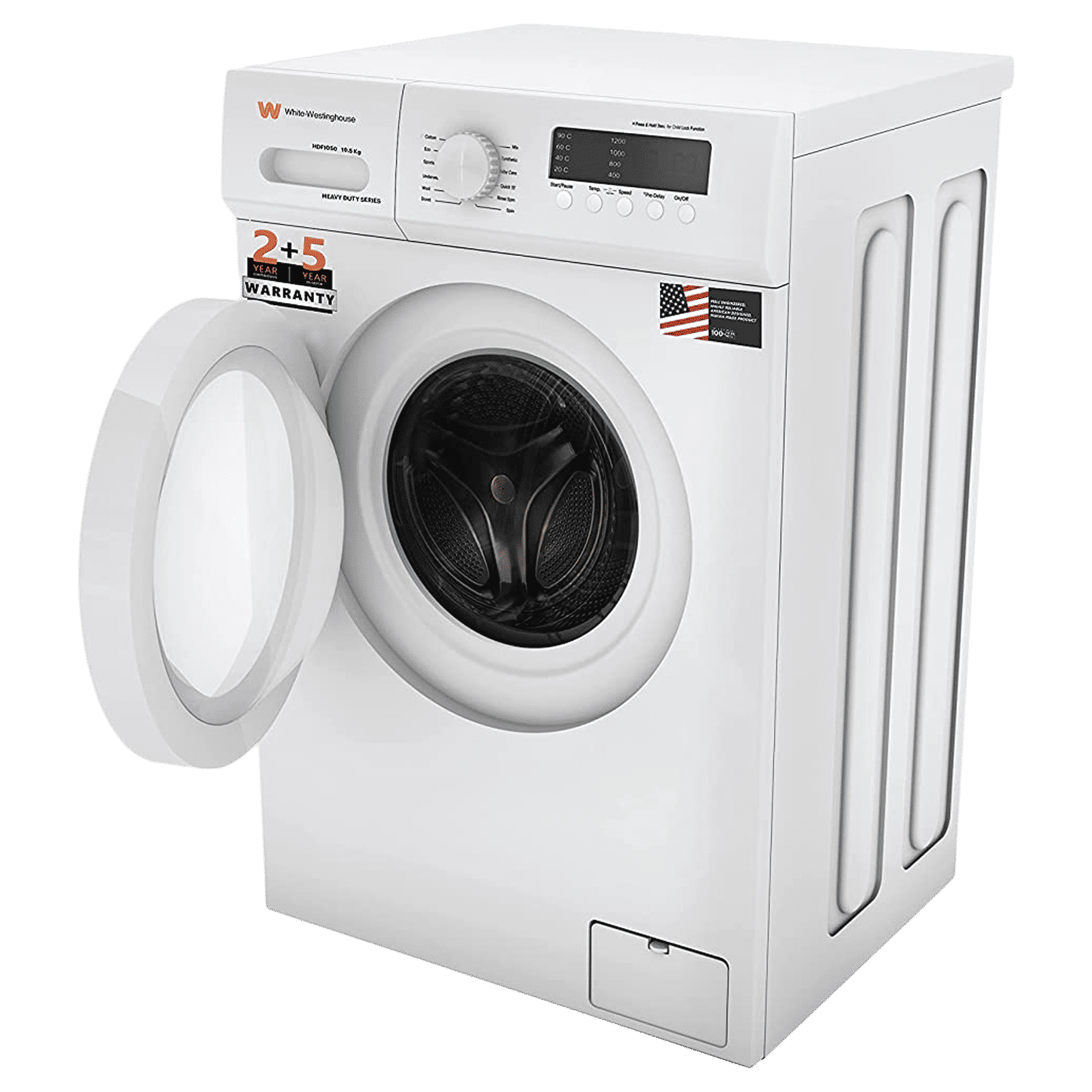 White Westinghouse 10.5 kg Fully Automatic Front Load Washing Machine (HDF1050, In-built Heater, White) White Westinghouse 10.5 kg Fully Automatic Front Load Washing Machine (HDF1050, In-built Heater, White)_7