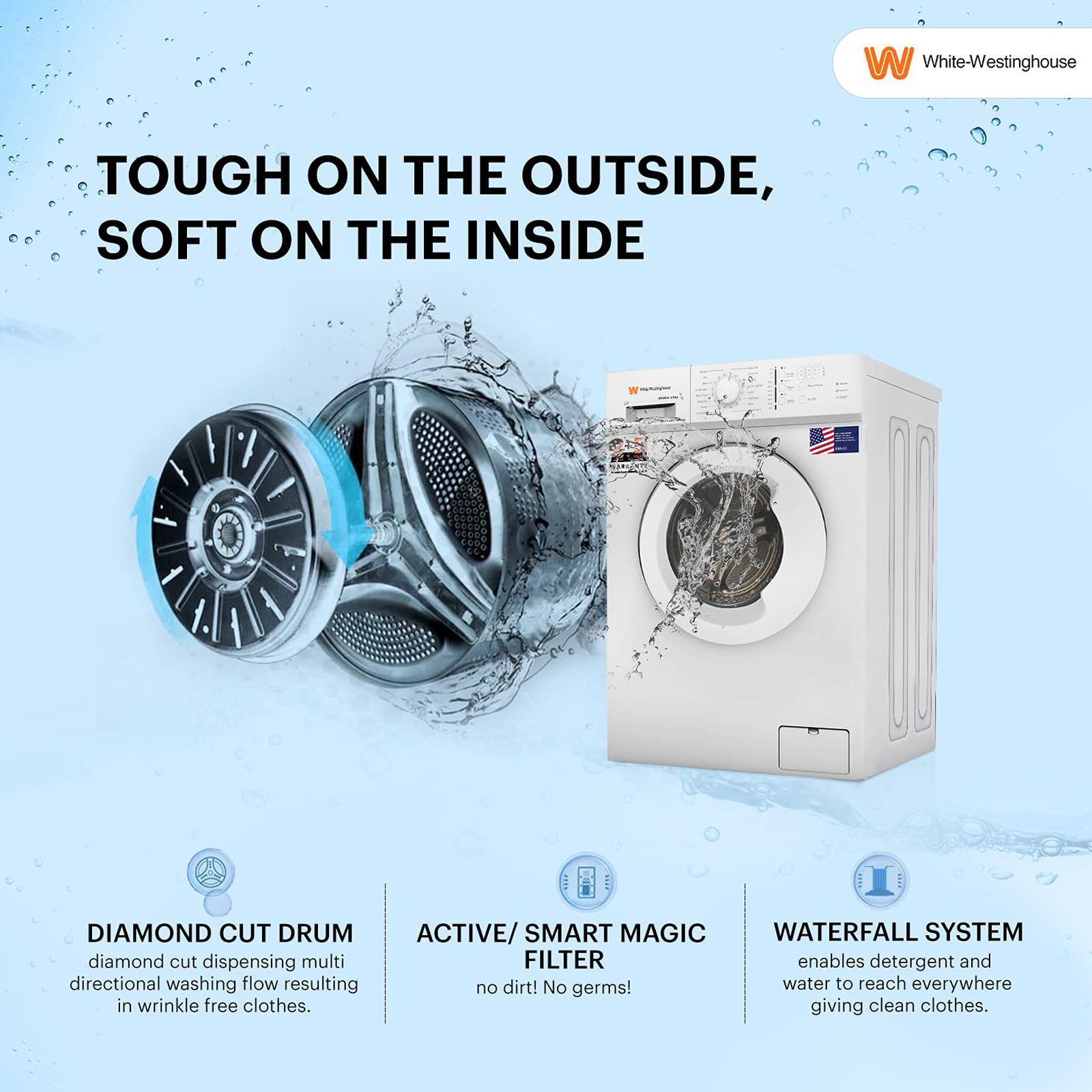 White Westinghouse 10.5 kg Fully Automatic Front Load Washing Machine (HDF1050, In-built Heater, White) White Westinghouse 10.5 kg Fully Automatic Front Load Washing Machine (HDF1050, In-built Heater, White)_8