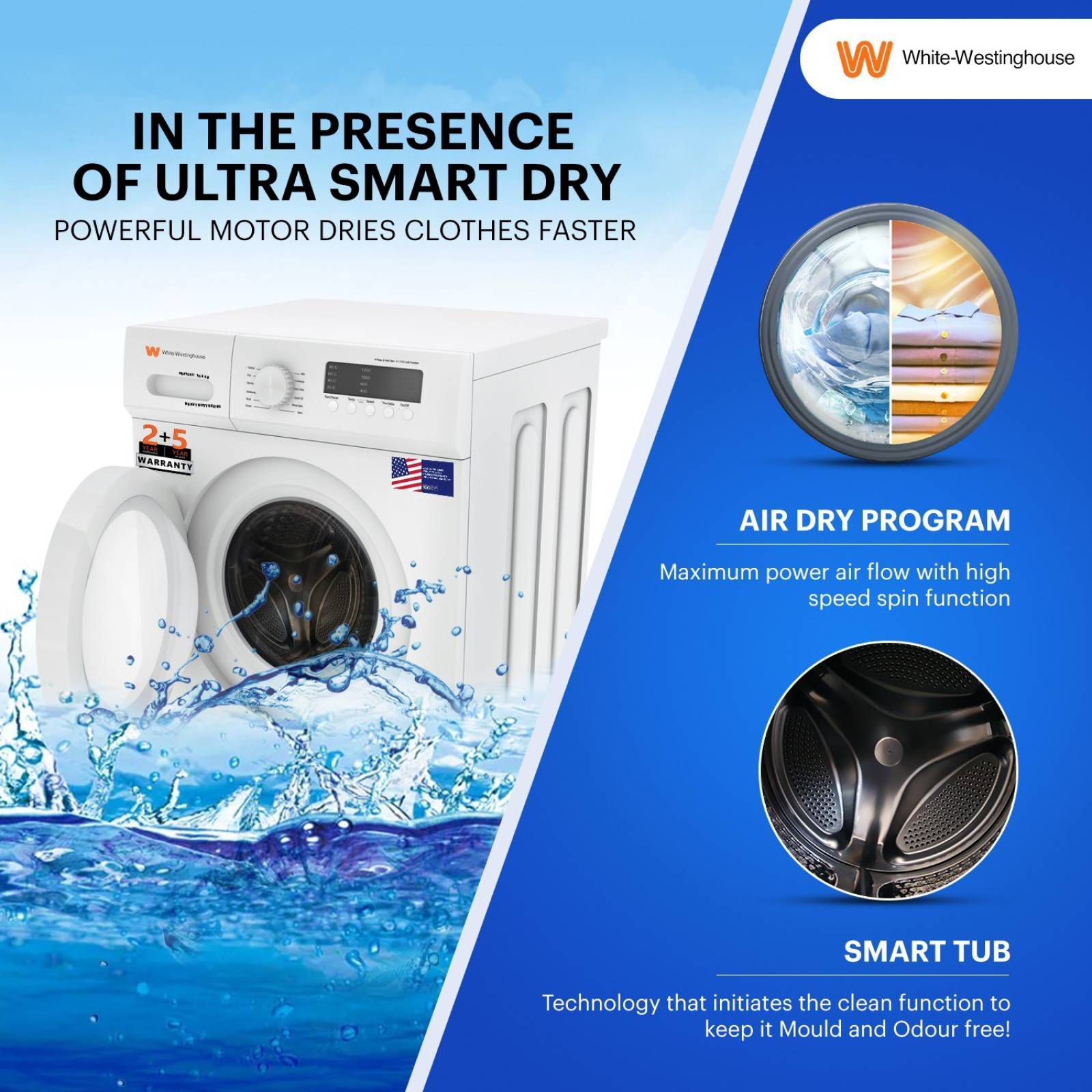 White Westinghouse 10.5 kg Fully Automatic Front Load Washing Machine (HDF1050, In-built Heater, White) White Westinghouse 10.5 kg Fully Automatic Front Load Washing Machine (HDF1050, In-built Heater, White)_15