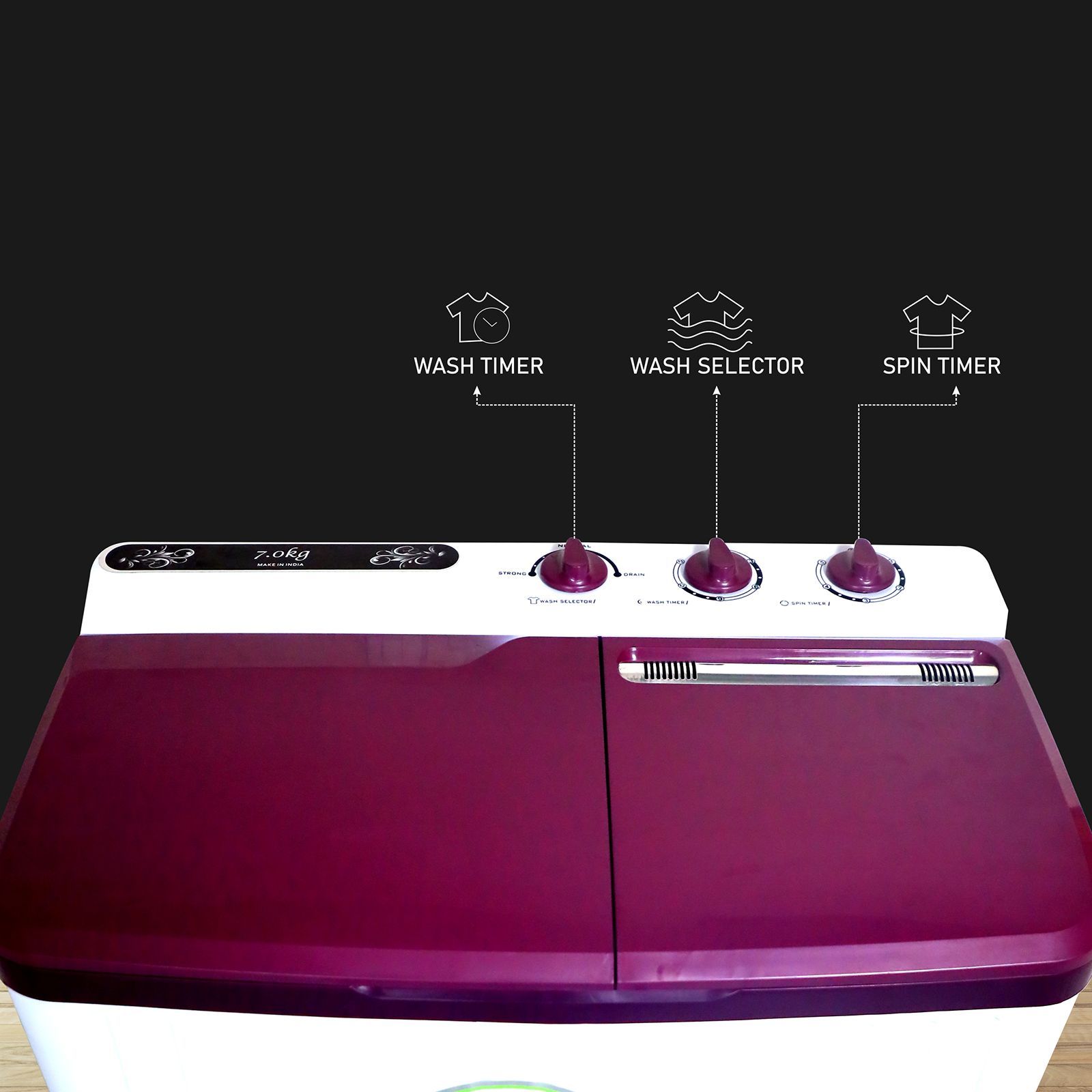 FOXSKY 7 kg Semi-Automatic Top Load Washing Machine with Magic Filter (Aqua Wash, Maroon)_10