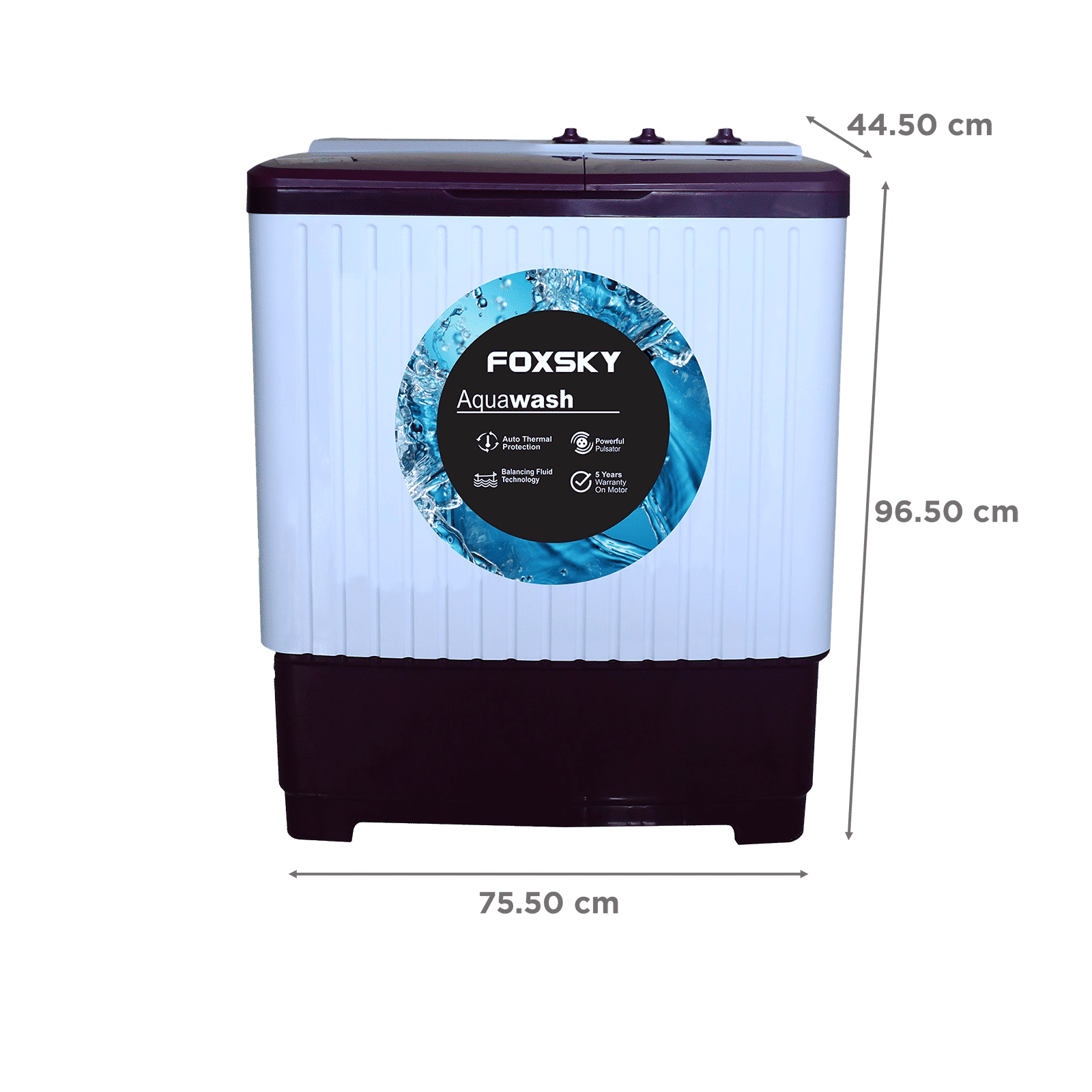FOXSKY 7 kg Semi-Automatic Top Load Washing Machine with Magic Filter (Aqua Wash, Maroon)_3