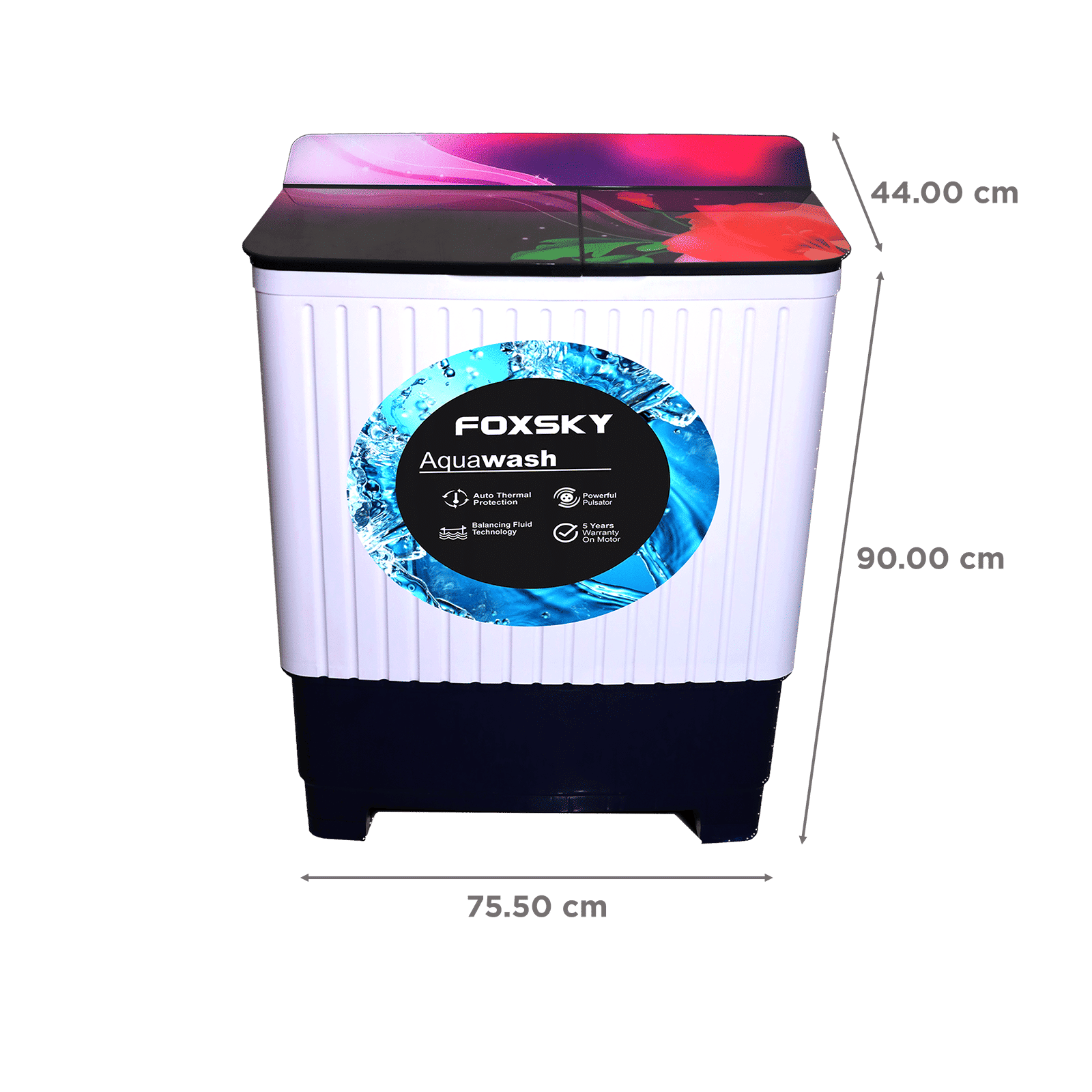 FOXSKY 8 kg Semi-Automatic Top Load Washing Machine with Magic Filter (Aqua Wash, Maroon)_3