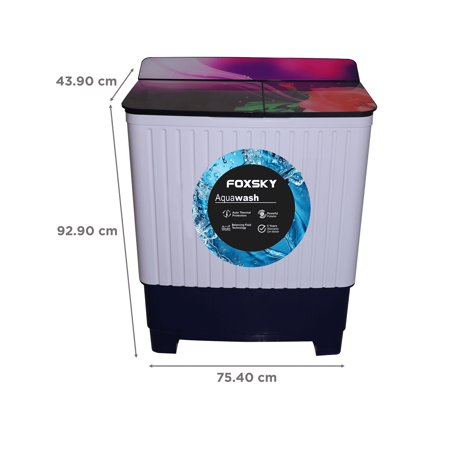 FOXSKY 7.5 Kg Semi Automatic Washing Machine with 3D Scrub Technology (Aqua Wash, Maroon)_3