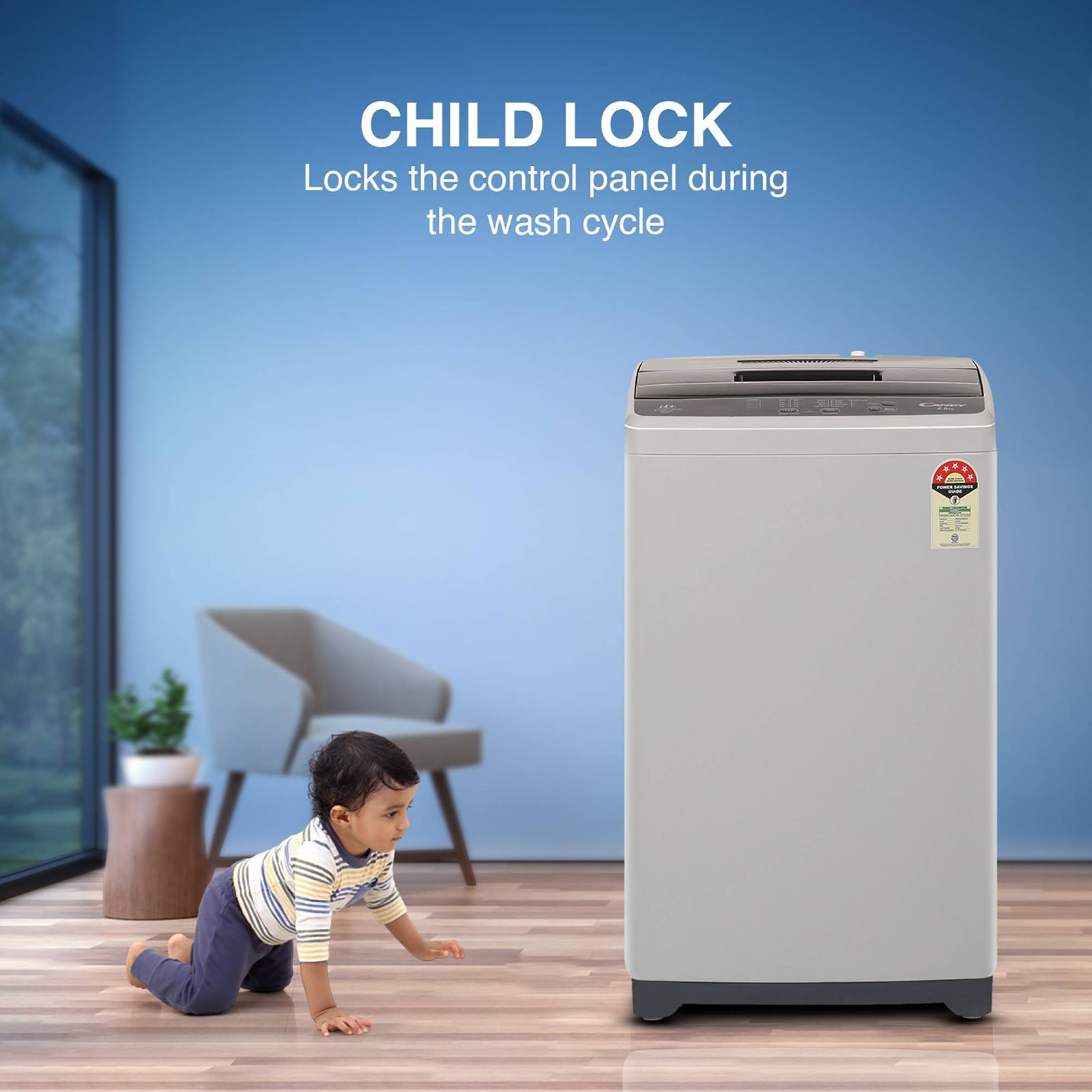 CANDY 6.5 Kg 5 Star Fully Automatic Top Load Washing Machine (CTL651269N, Stainless Steel Drum, Moonlight Grey)_11