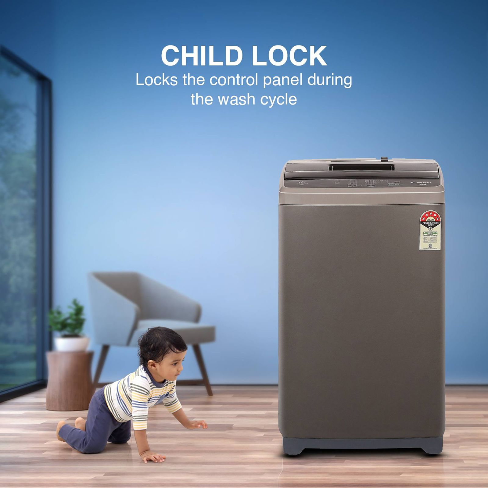 CANDY 7 kg 5 Star Fully Automatic Top Load Washing Machine (CTL701269S, Stainless Steel Drum, Dark Grey)_12