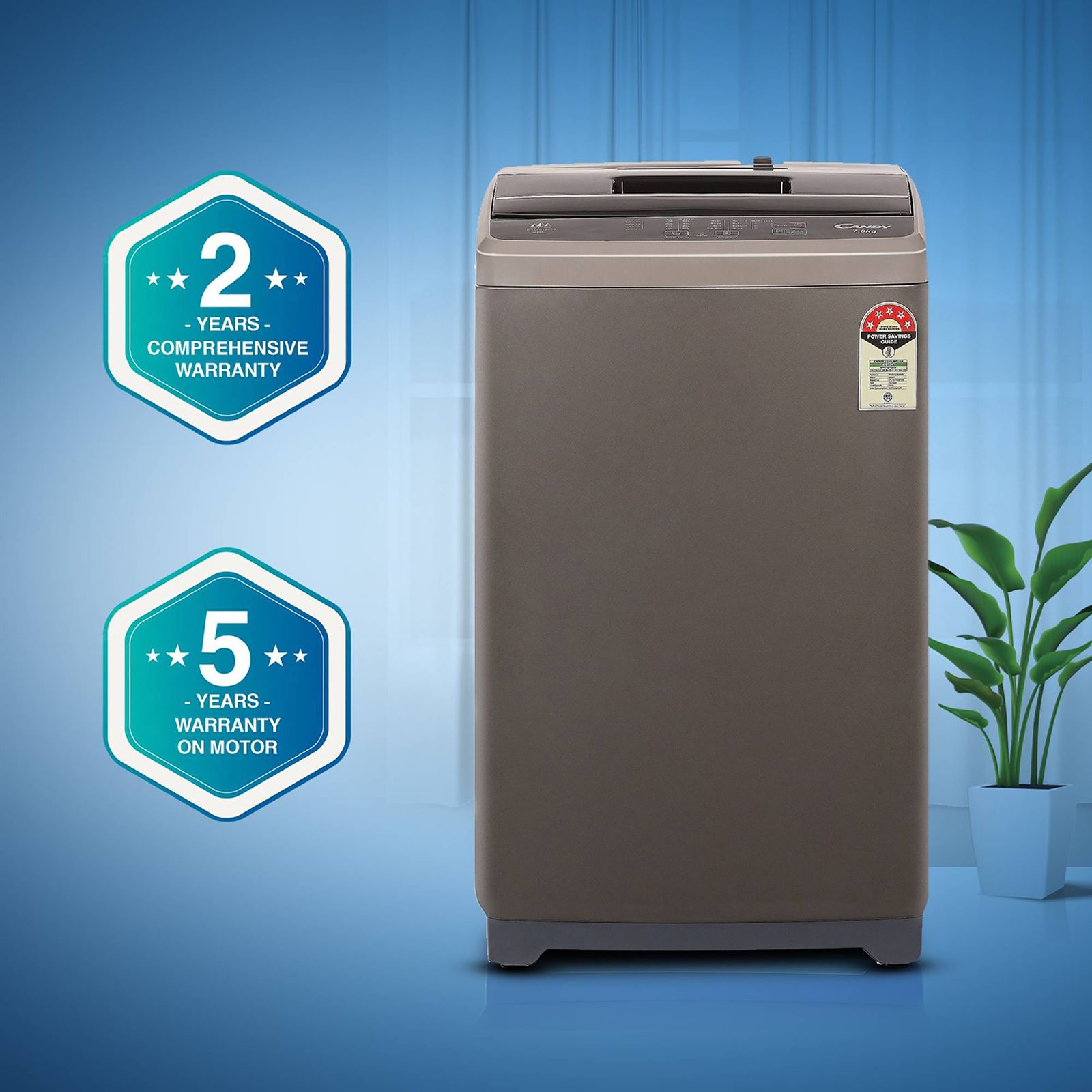 CANDY 7 kg 5 Star Fully Automatic Top Load Washing Machine (CTL701269S, Stainless Steel Drum, Dark Grey)_14