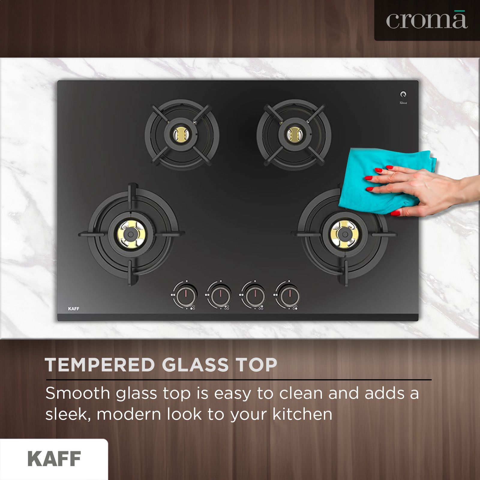 KAFF ASF 784 Tempered Glass Top 4 Burner Automatic Electric Hob (Flame Failure Device, Black)_13