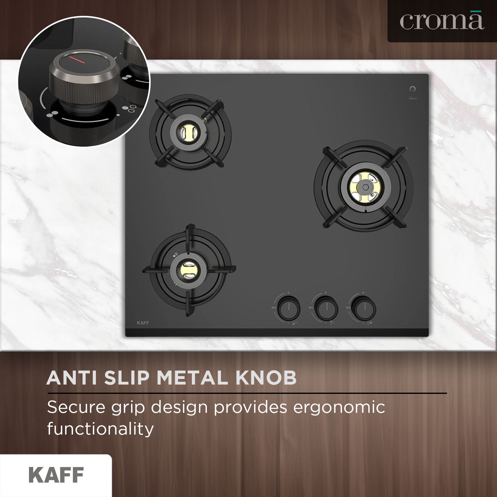 KAFF ASF 603 Tempered Glass Top 3 Burner Automatic Electric Hob (Flame Failure Device, Black)_15