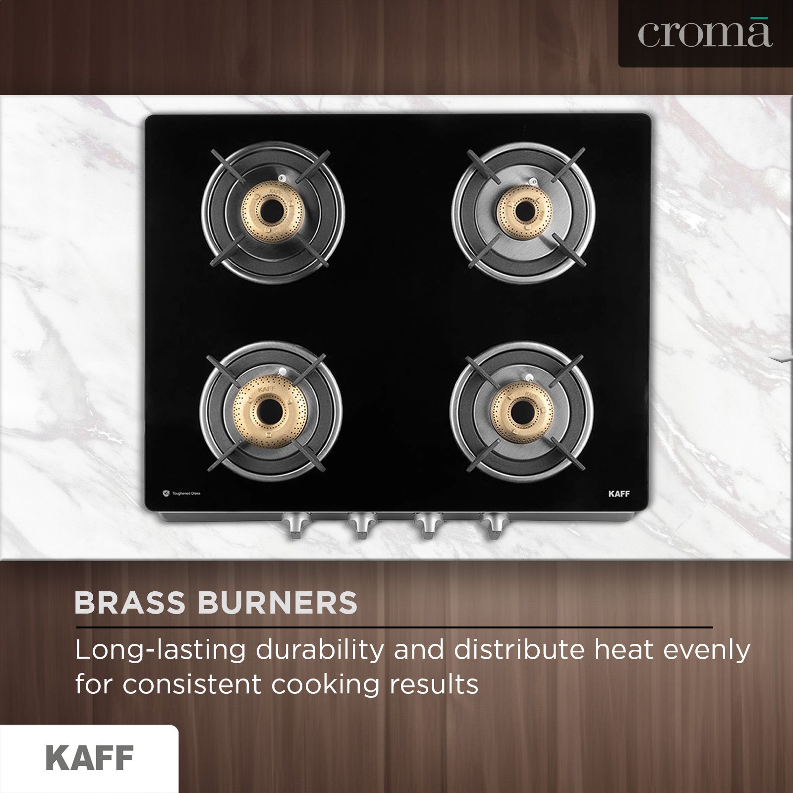 KAFF CTAI 63 4B Toughened Glass Top 4 Burner Automatic Gas Stove (Heavy Duty Pan Support, Black)_8