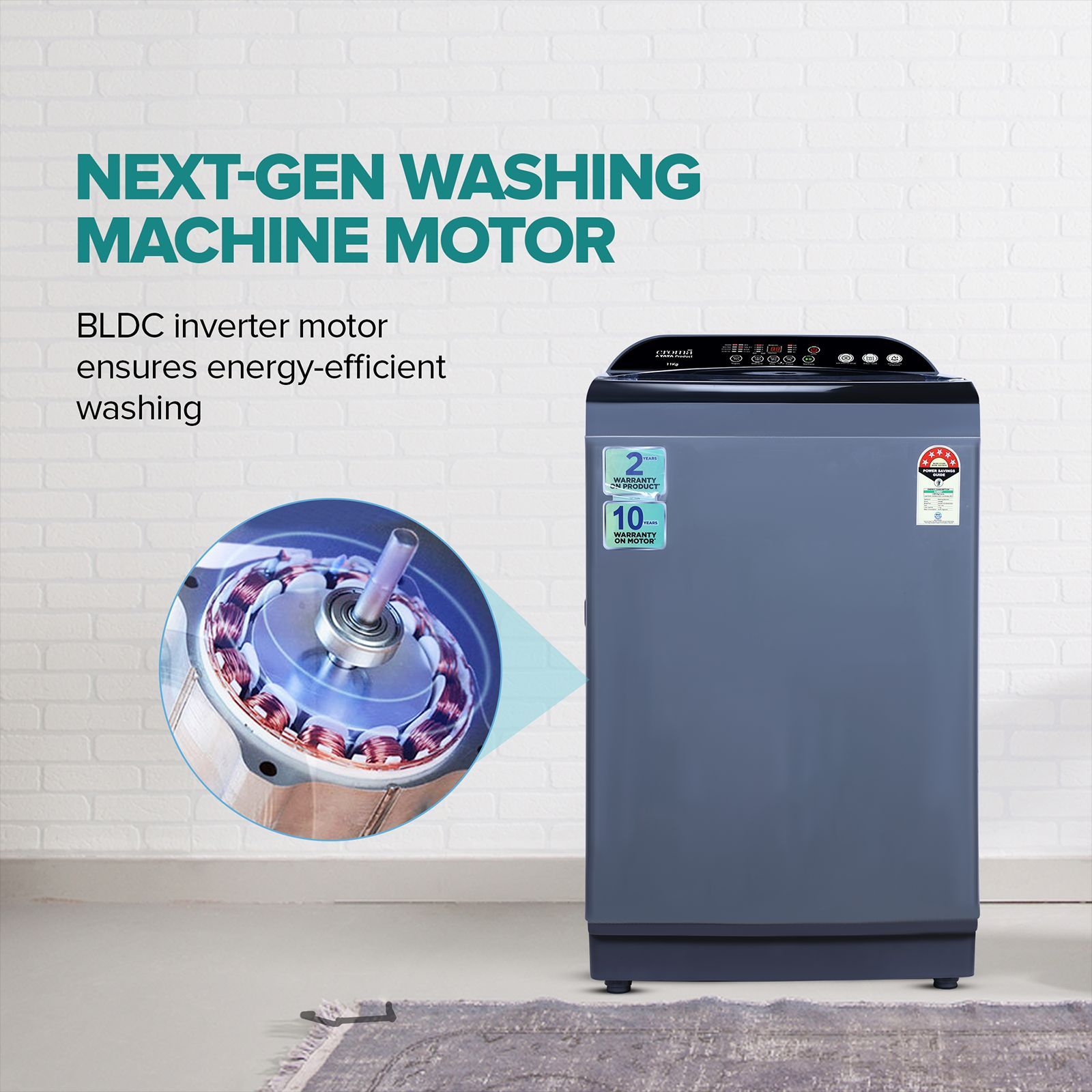 Croma 11 kg 5 Star Inverter Fully Automatic Top Load Washing Machine ( In-built Heater, Mid Black)_9