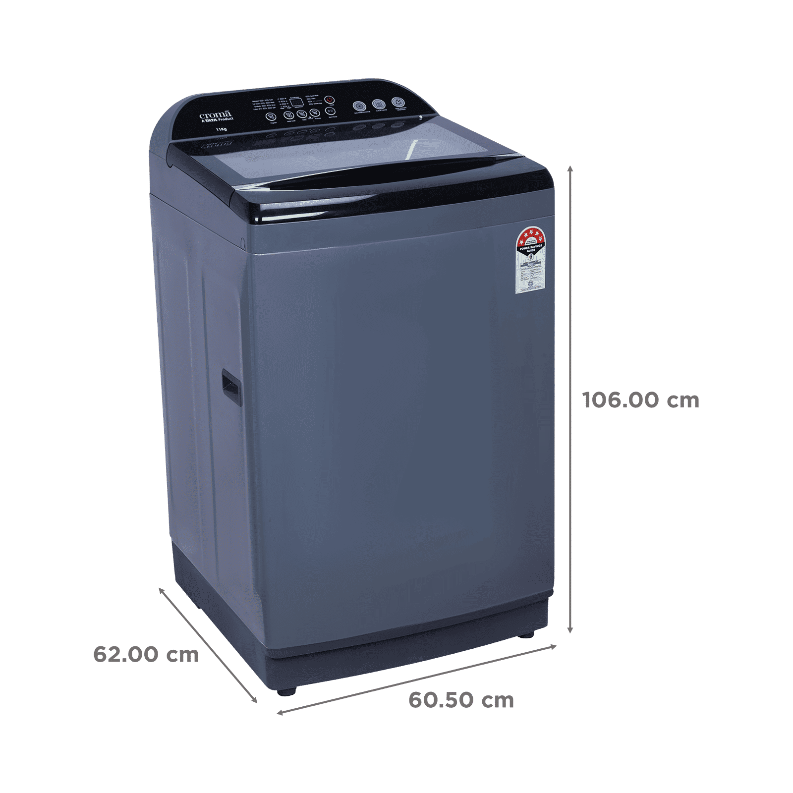 Croma 11 kg 5 Star Inverter Fully Automatic Top Load Washing Machine ( In-built Heater, Mid Black)_3