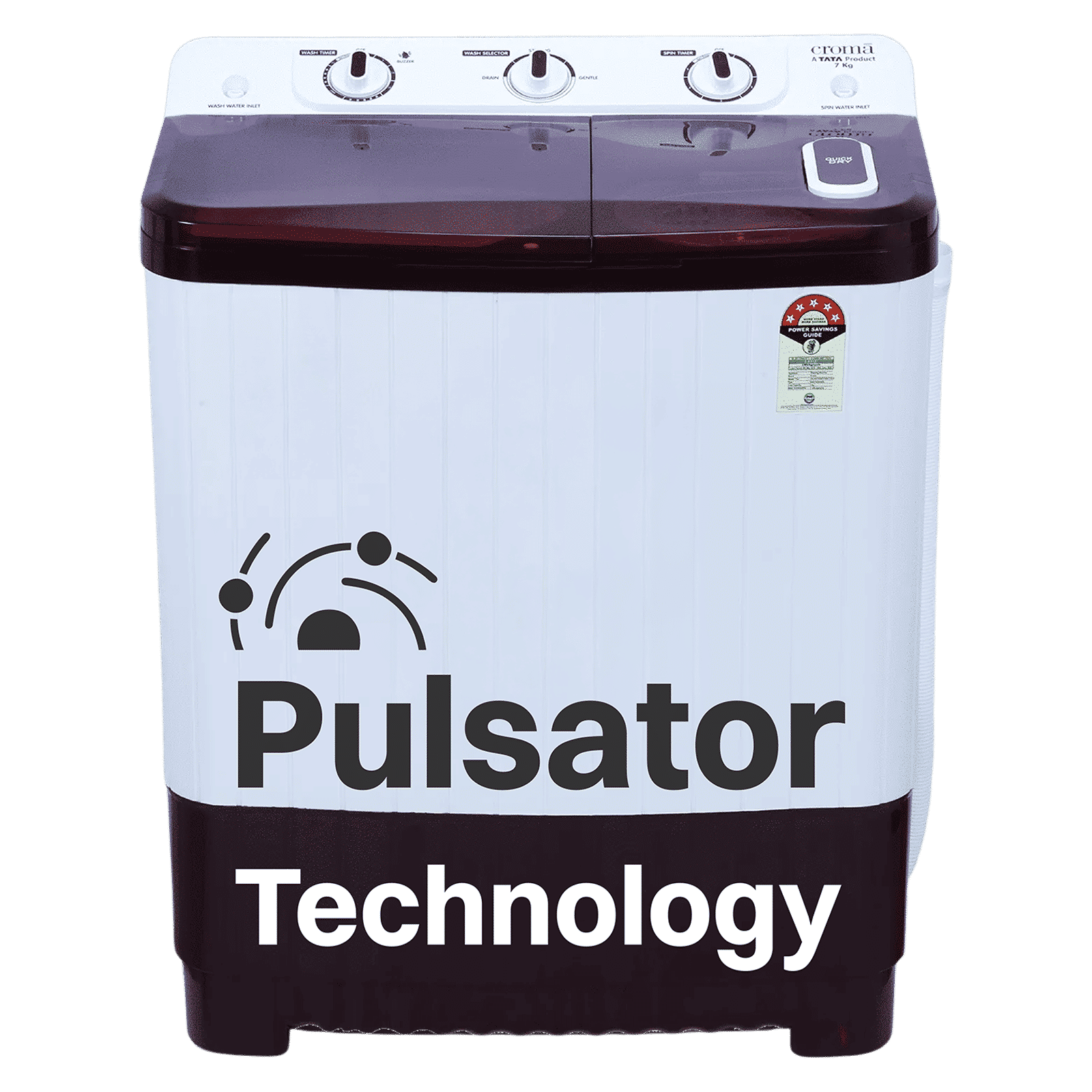 Croma 7 kg 5 Star Semi Automatic Washing Machine with Built-in Soak Function (Burgundy)_1