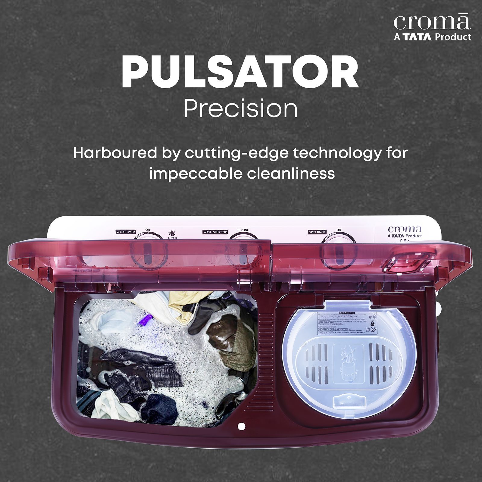 Croma 7 kg 5 Star Semi Automatic Washing Machine with Built-in Soak Function (Burgundy) Croma 7 kg 5 Star Semi Automatic Washing Machine with Built-in Soak Function (Burgundy)_18
