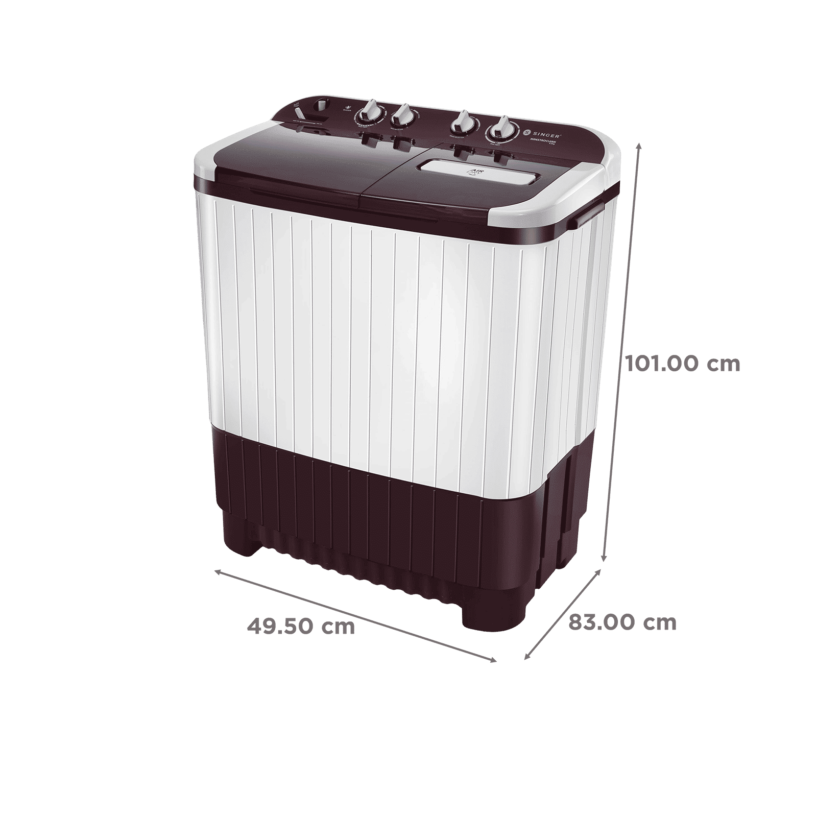 Singer 8.5 kg 5 Star Semi Automatic Washing Machine with Pro Spin Pulsator (Maestroclean SM 8500, White and Maroon)_3