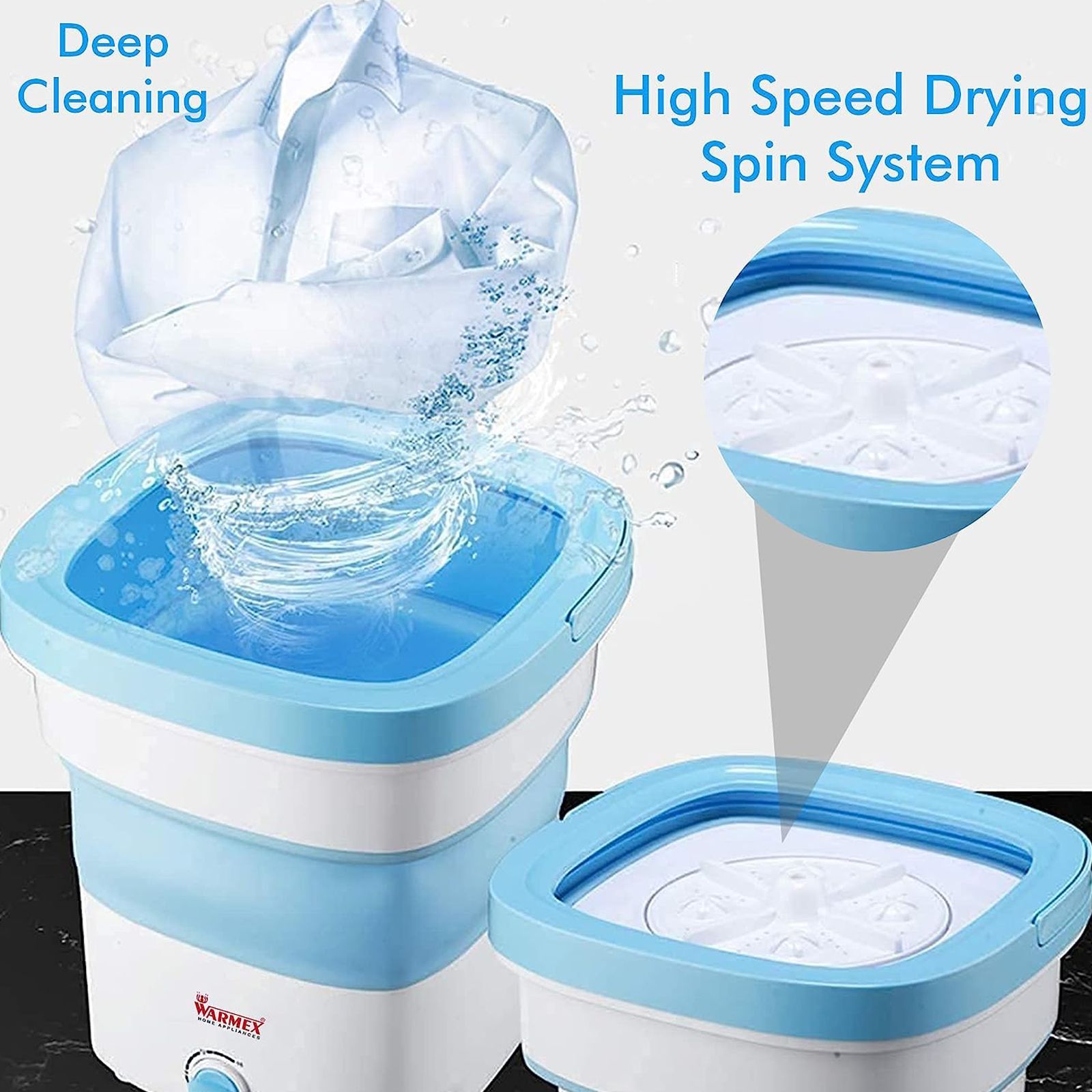 WARMEX 2 Kg/2 Kg Semi-Automatic Top Load Washer Dryer Combo (Foldable, FCW-05, Blue)_8