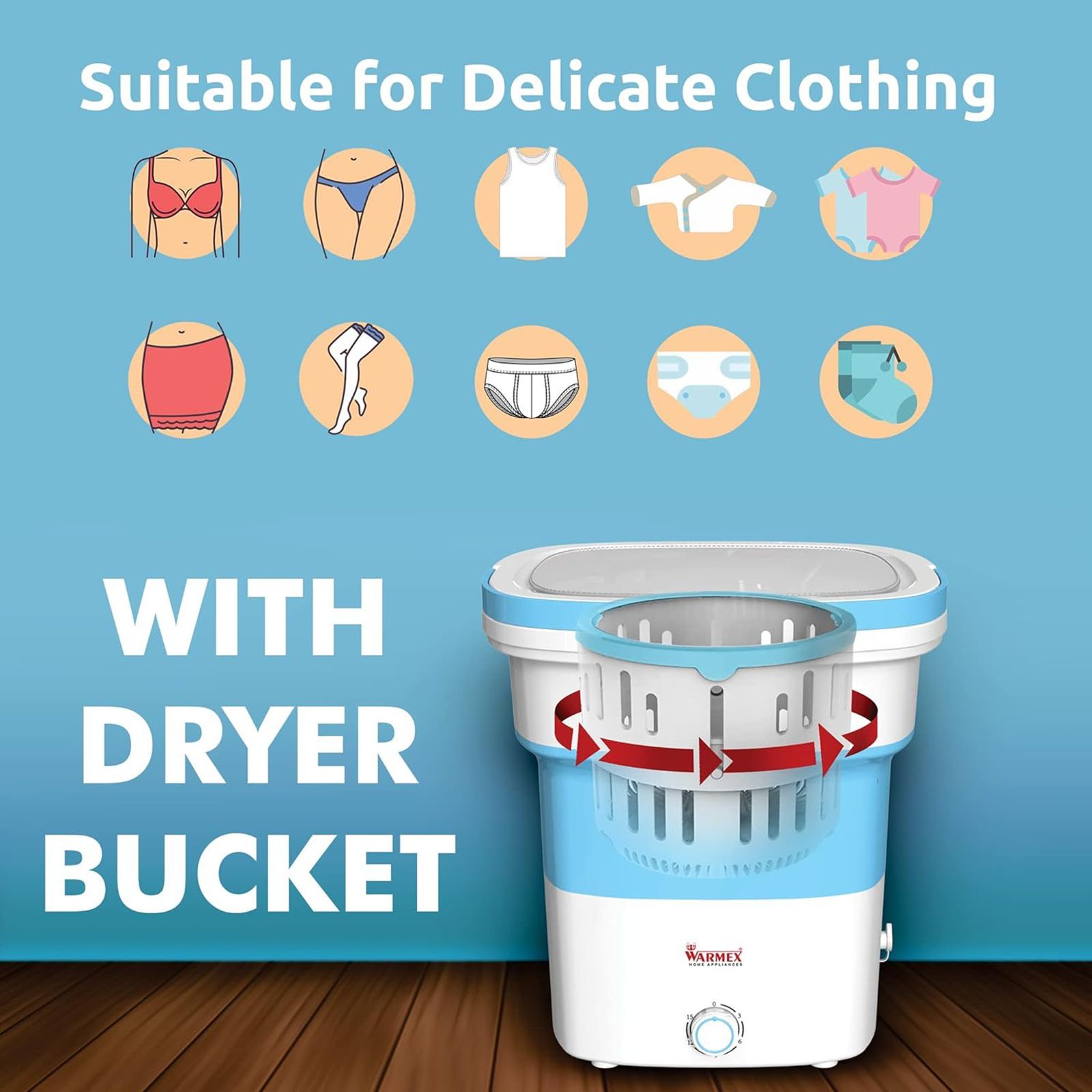 WARMEX 2 Kg/2 Kg Semi-Automatic Top Load Washer Dryer Combo (Foldable, FCW-05, Blue)_9