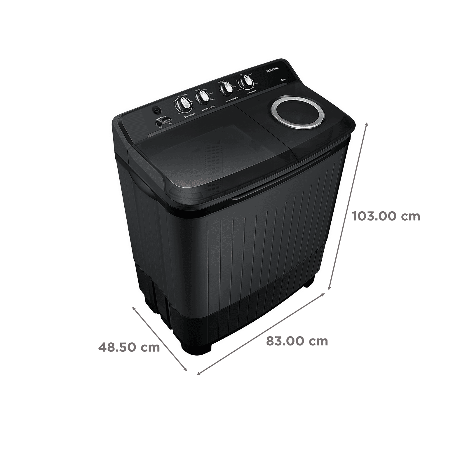 SAMSUNG 8.5 kg 5 Star Semi Automatic Washing Machine with Air Turbo Drying System (WT85B4200GD/TL, Dark Grey)_3