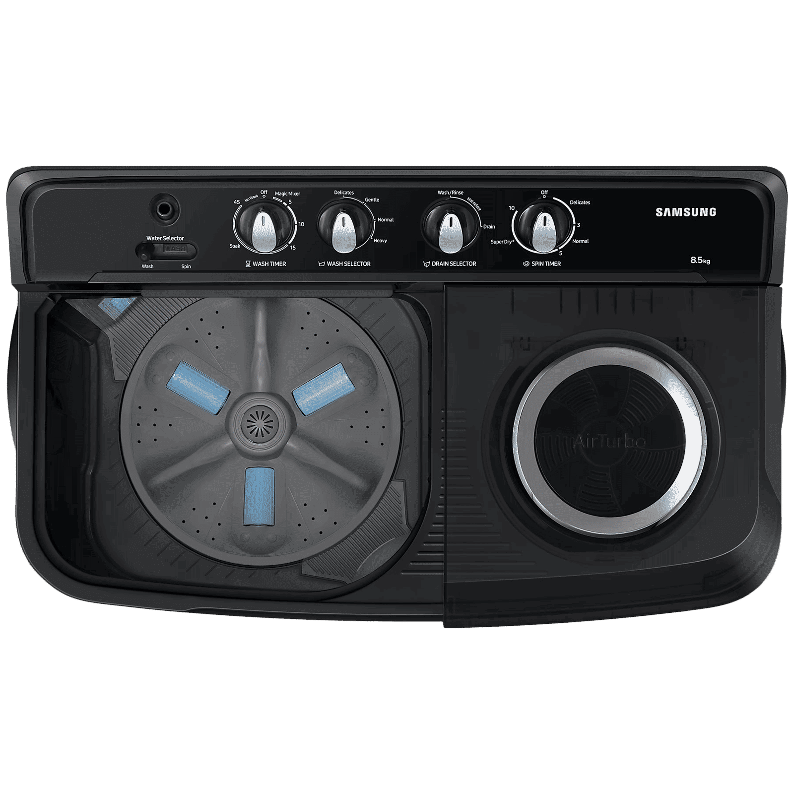 SAMSUNG 8.5 kg 5 Star Semi Automatic Washing Machine with Air Turbo Drying System (WT85B4200GD/TL, Dark Grey)_5