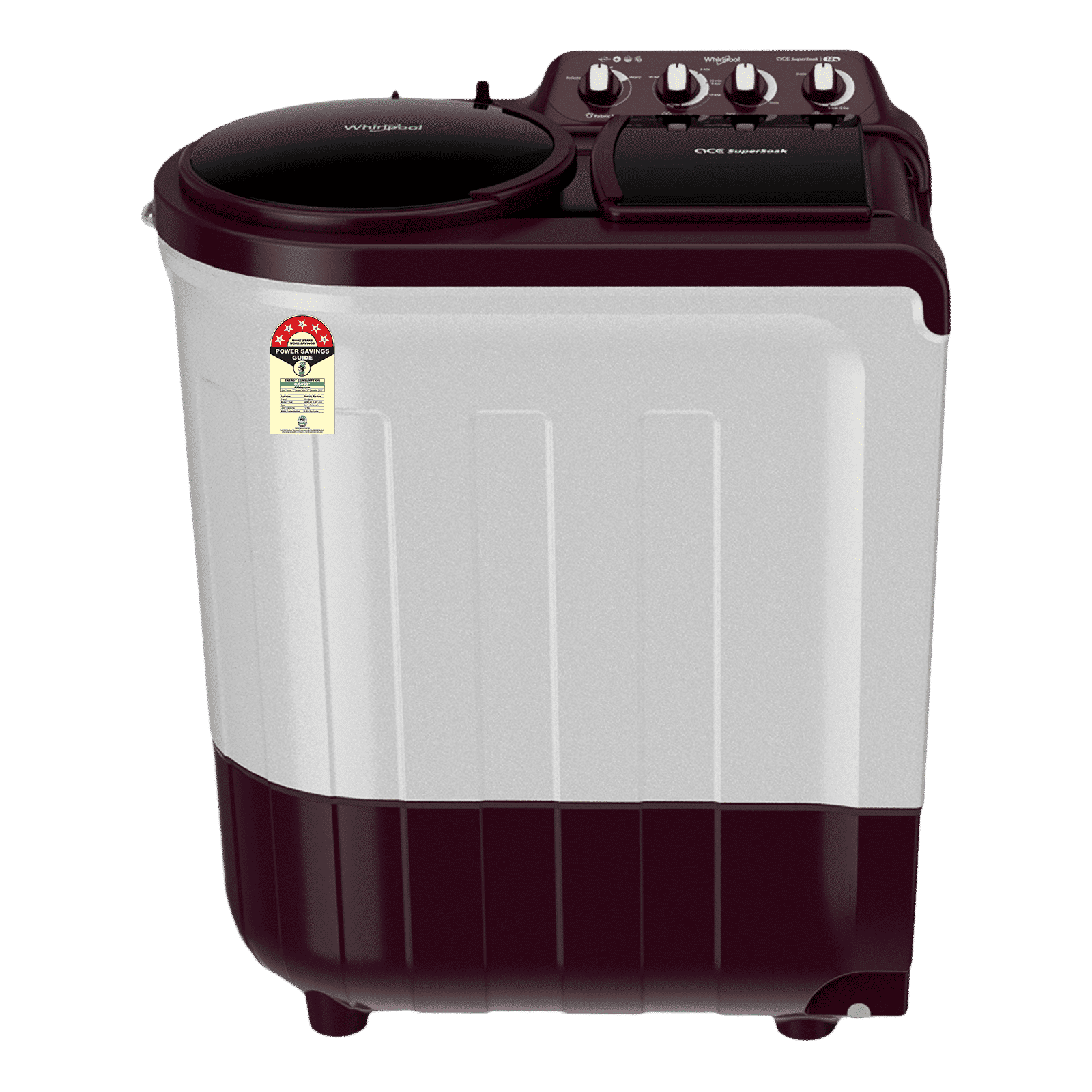Whirlpool 7 Kg 5 Star Semi- Automatic Washing Machine with Soak Technology (Ace Supreme Pro, 30298, Wine) Whirlpool 7 Kg 5 Star Semi- Automatic Washing Machine with Soak Technology (Ace Supreme Pro, 30298, Wine)_1