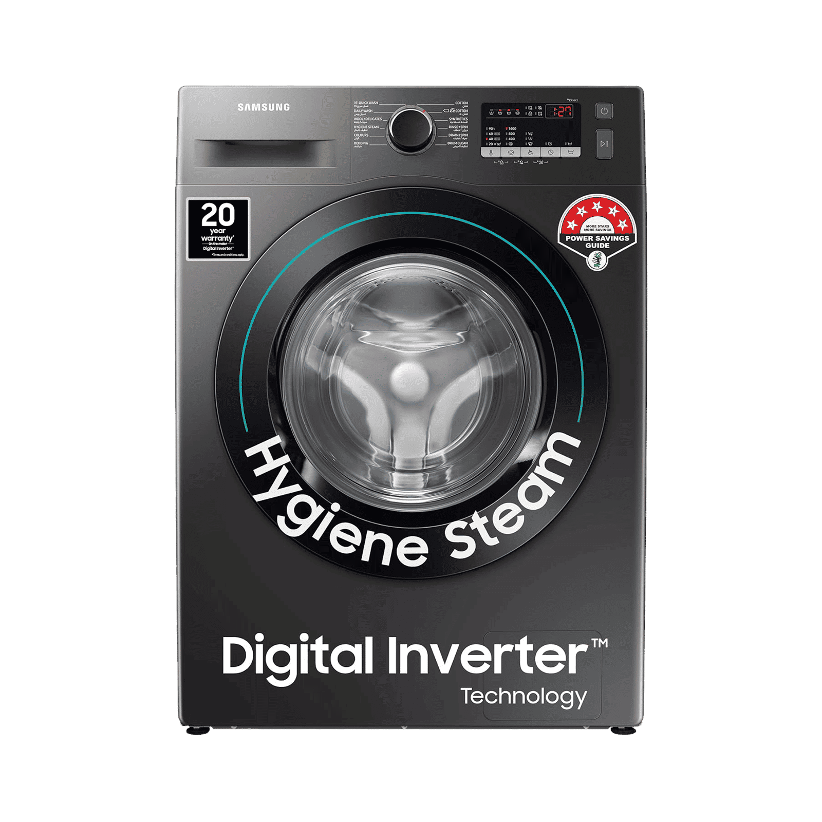 SAMSUNG 9 kg 5 Star Inverter Fully Automatic Front Load Washing Machine (WW90T4040CX1TL, Hygiene Steam, Inox)_1