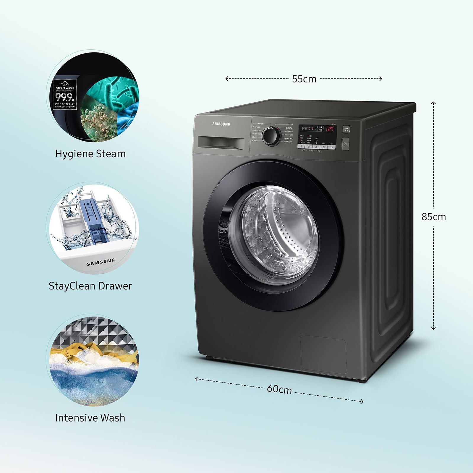 SAMSUNG 9 kg 5 Star Inverter Fully Automatic Front Load Washing Machine (WW90T4040CX1TL, Hygiene Steam, Inox)_12