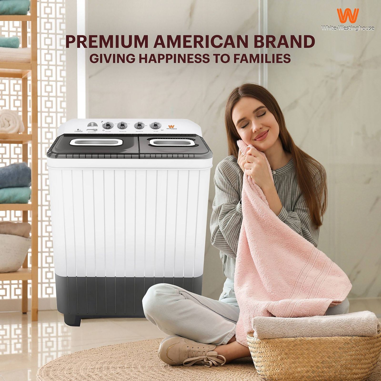 White Westinghouse 8 kg 5 Star Semi Automatic Washing Machine with 5 Wing Pulsator (CSW8000, White and Grey)_10